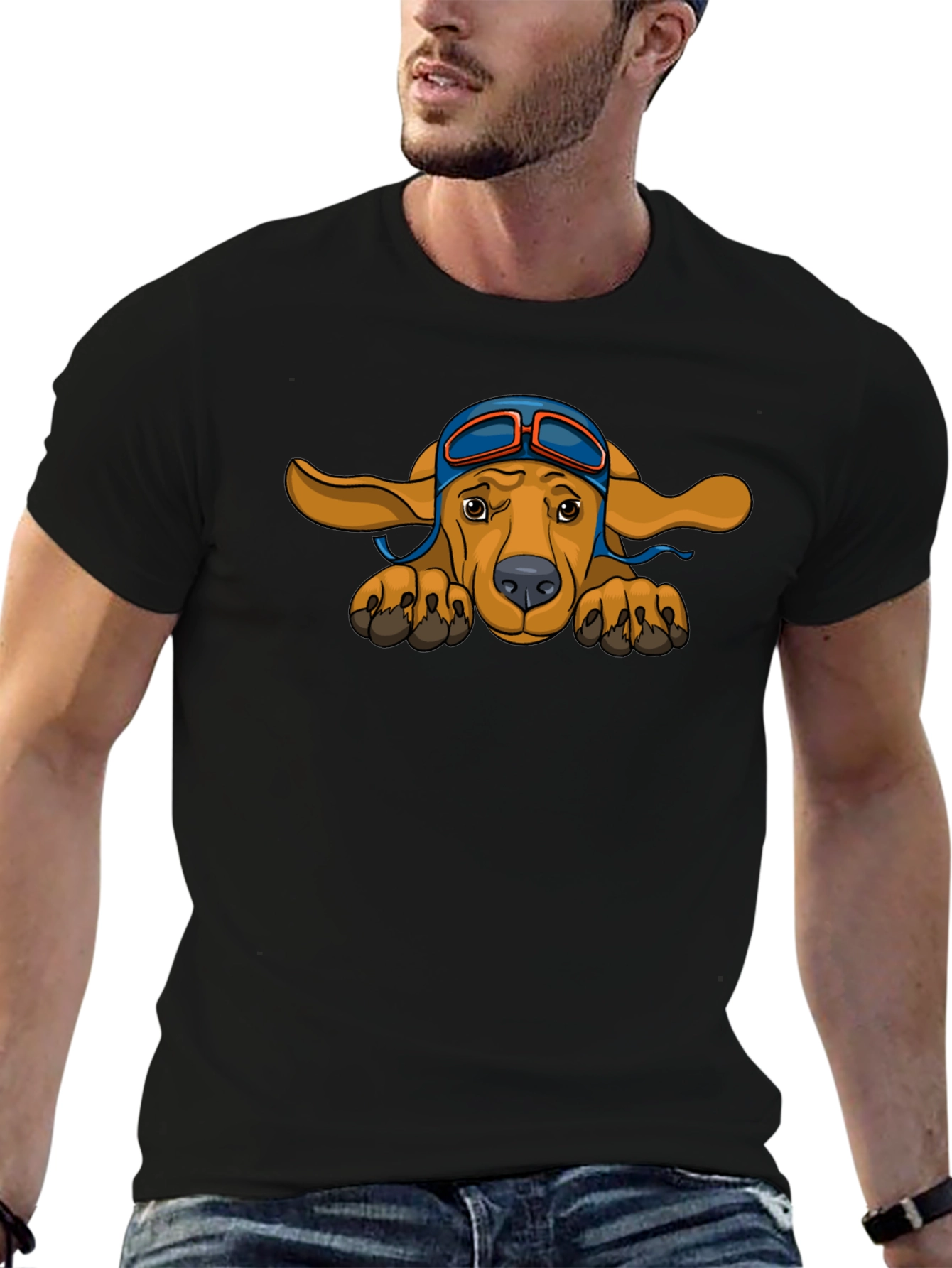 Black Pilot Dog Graphic T-Shirt - Cute & Stylish view 6
