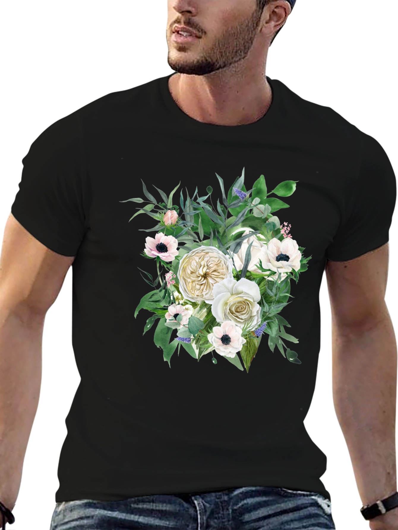 Floral T-Shirt - Elegant Flower Bouquet Design - 6