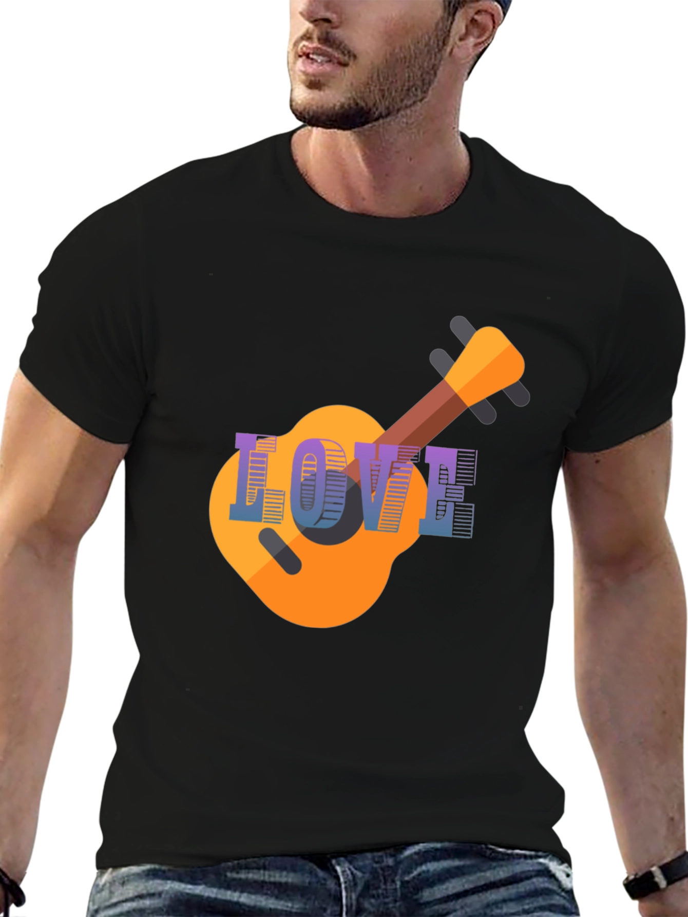 Black Love Guitar T-Shirt - Music Lover Tee view 6