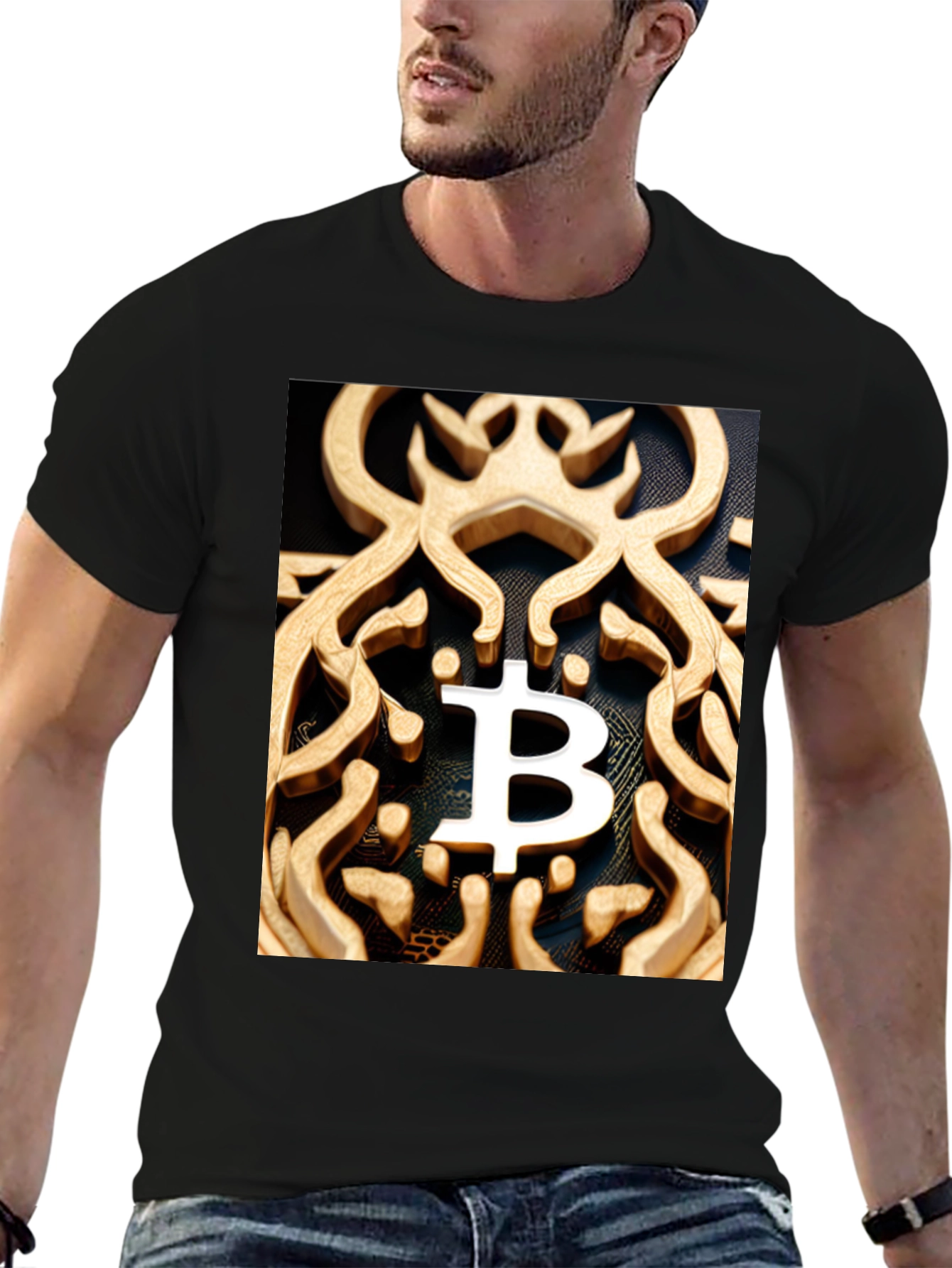 Black Bitcoin Ornate Tee - Crypto Fashion view 6