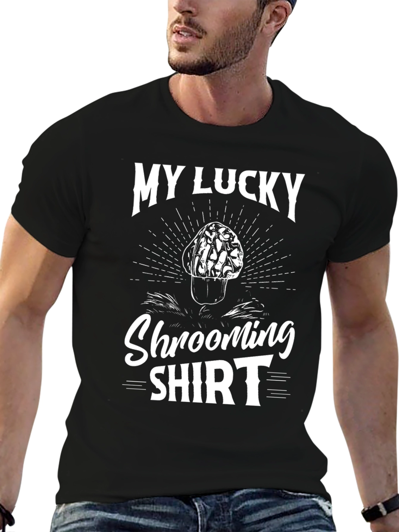 Black My Lucky Shrooming Shirt - Mushroom Hunter view 6