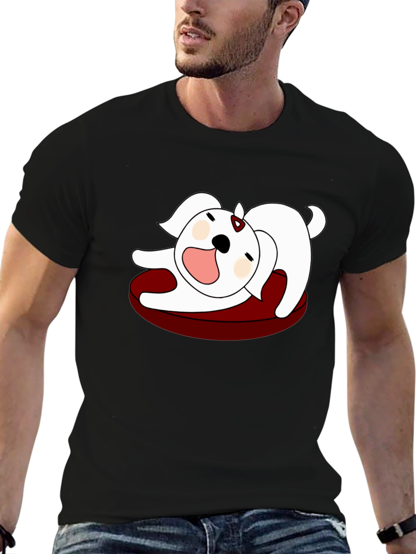 Black Cartoon Dog Graphic Tee - Relaxed Fit view 6