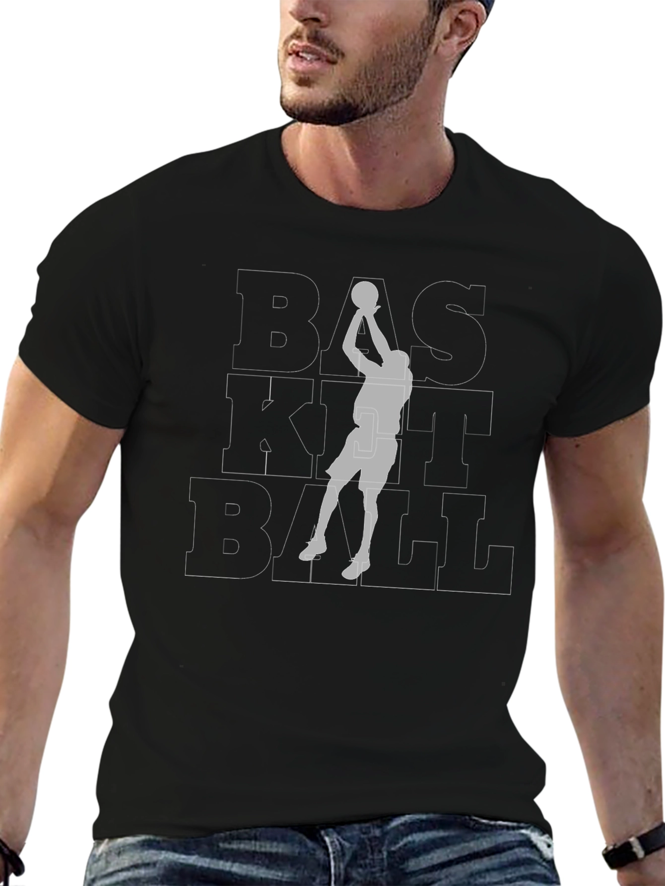 Black Basketball Graphic Tee - Black view 6