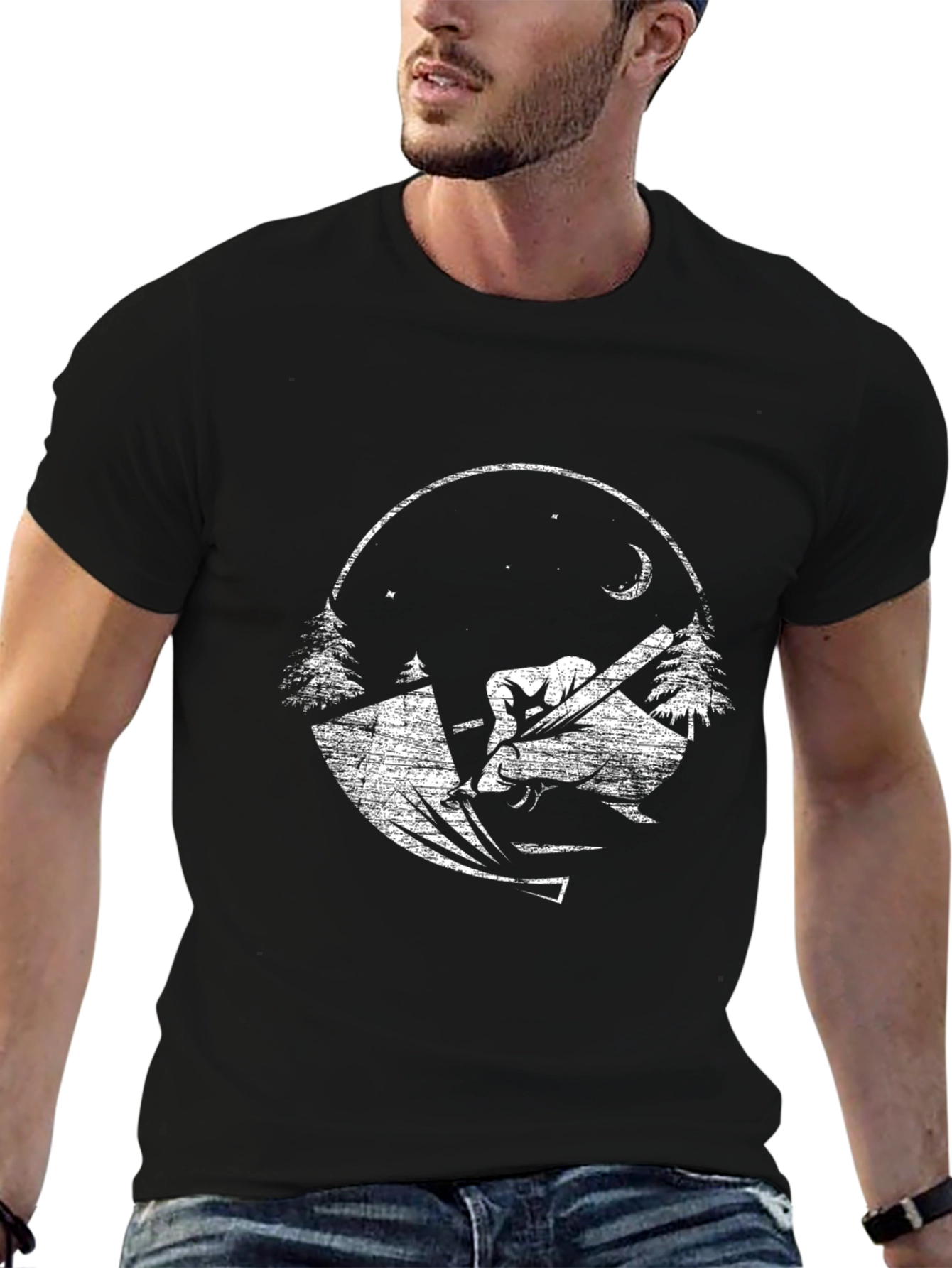 Black Night Woodworker Graphic T-Shirt view 6