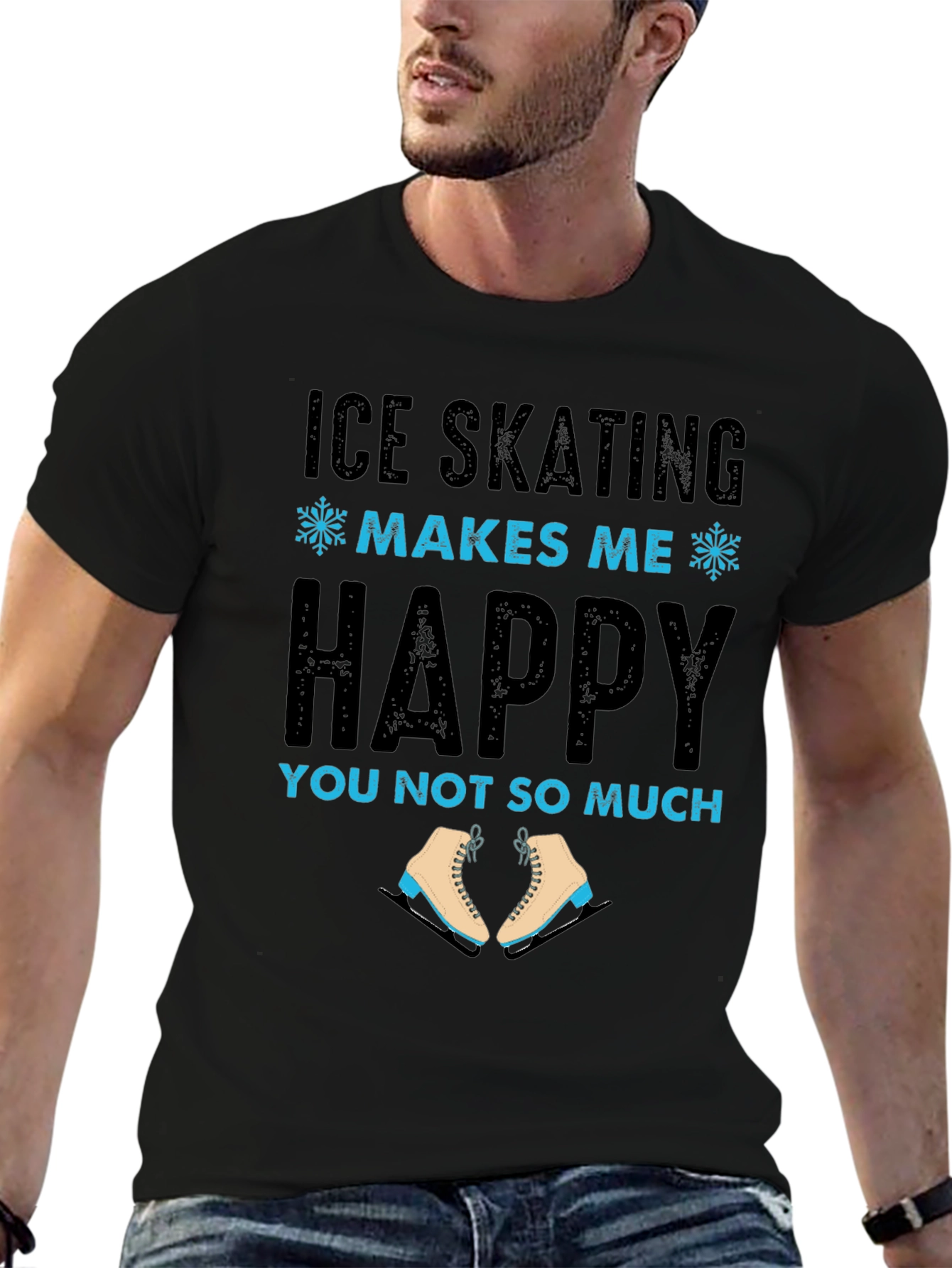Black Ice Skating Makes Me Happy Tee view 6