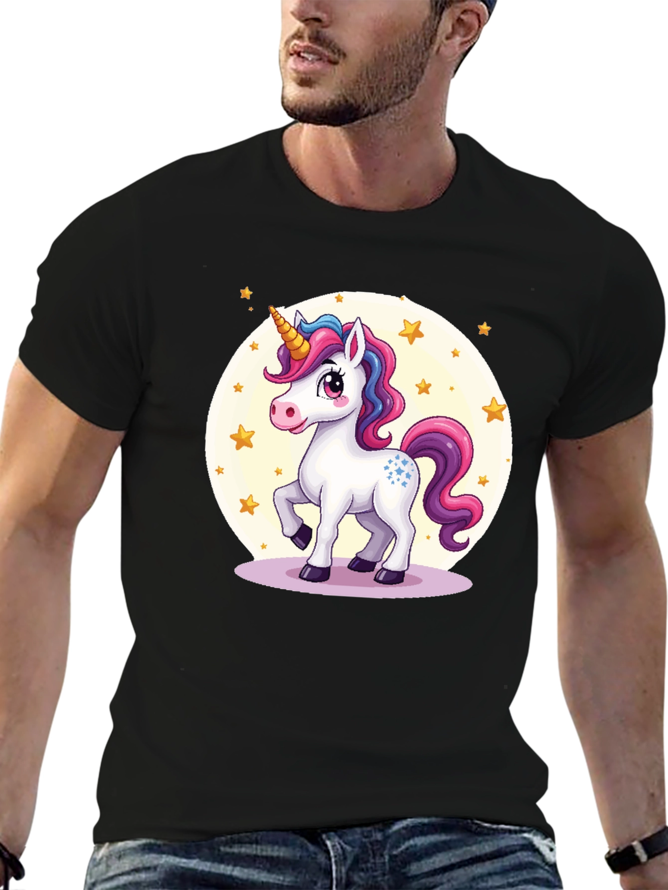 Black Unicorn Graphic Tee - Black Cotton Blend view 6