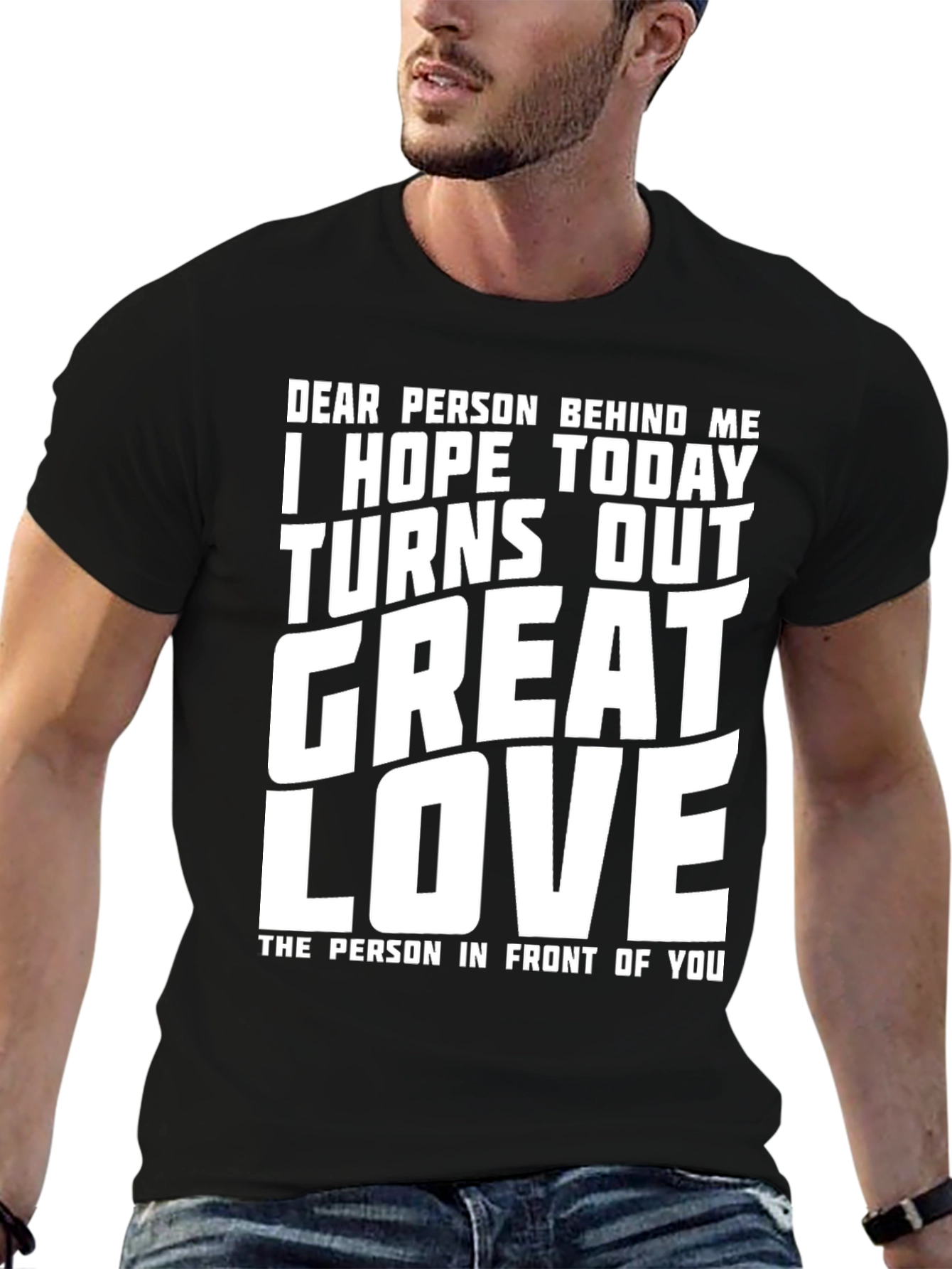 Black Funny Graphic T-Shirt - Great Day, Love Message view 6