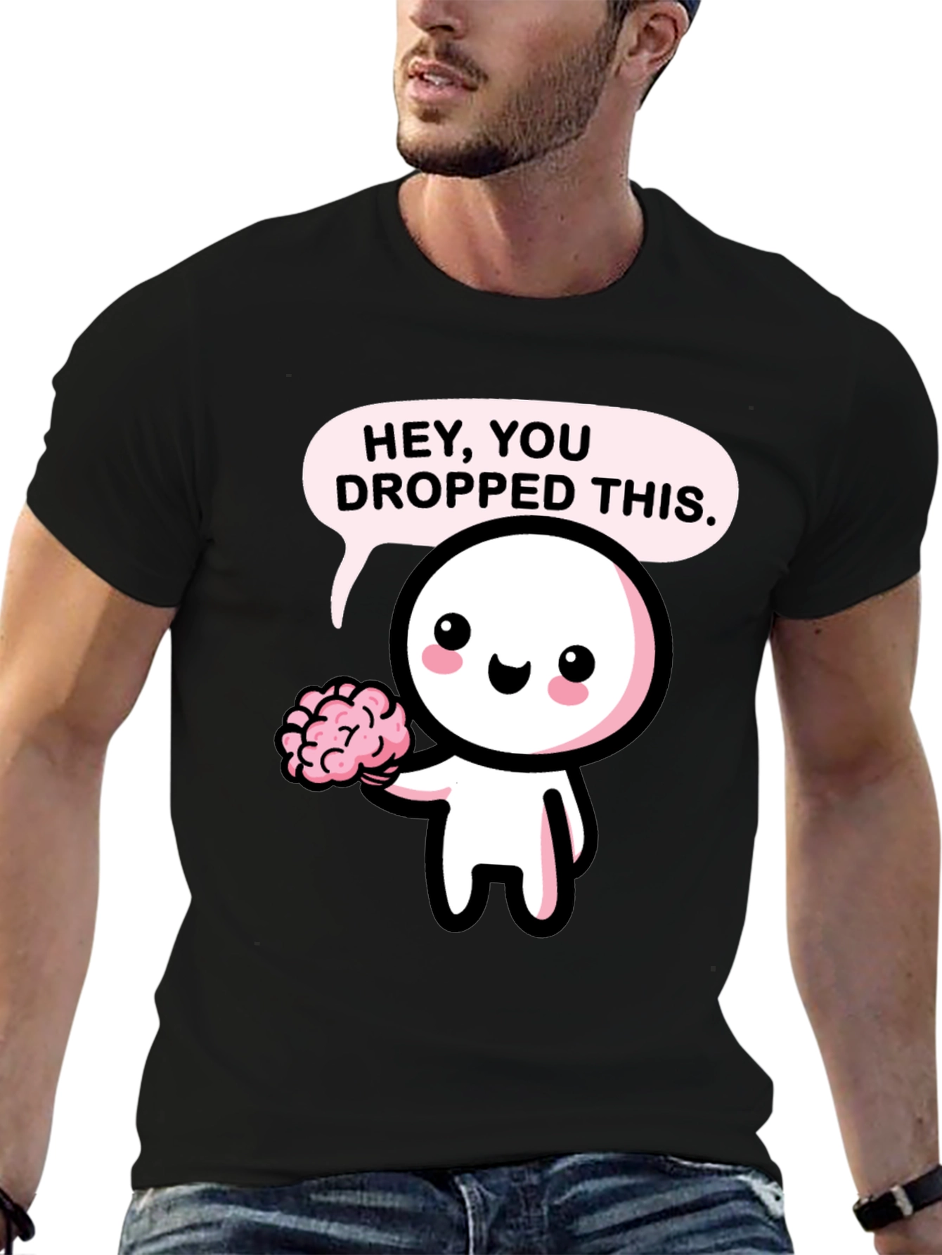 Black Hey You Dropped This Brain T-Shirt view 6