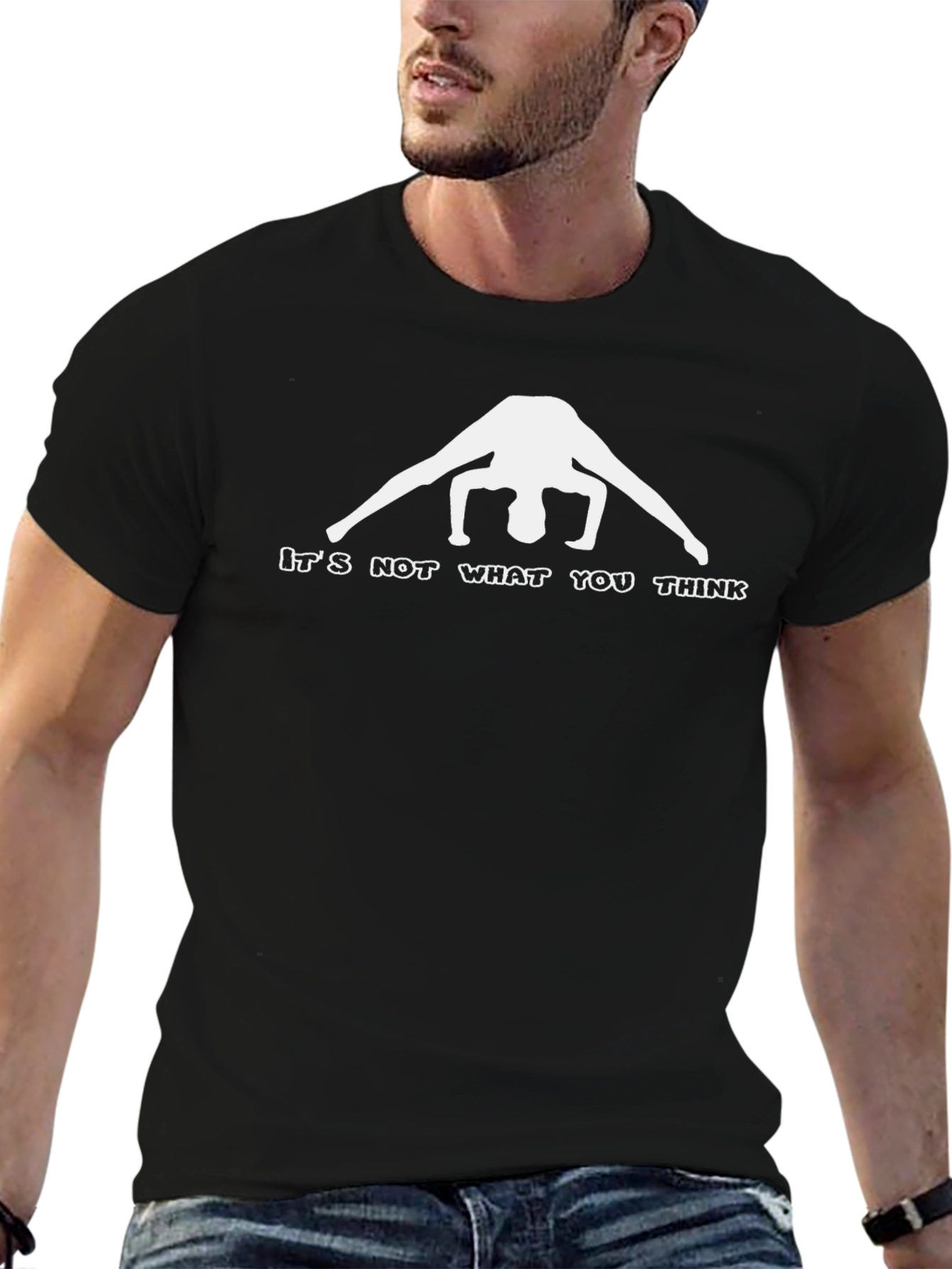 Black Funny Yoga Pose T-Shirt - It's Not What You Think! view 6