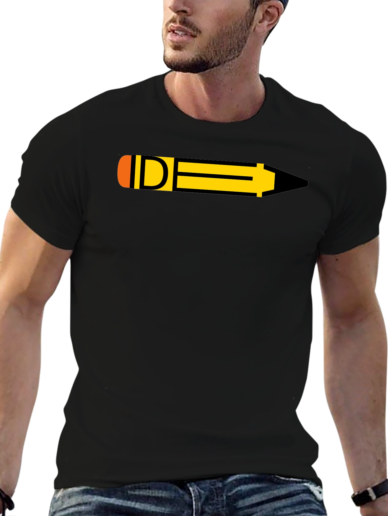 Black Pencil Graphic Black T-Shirt view 6