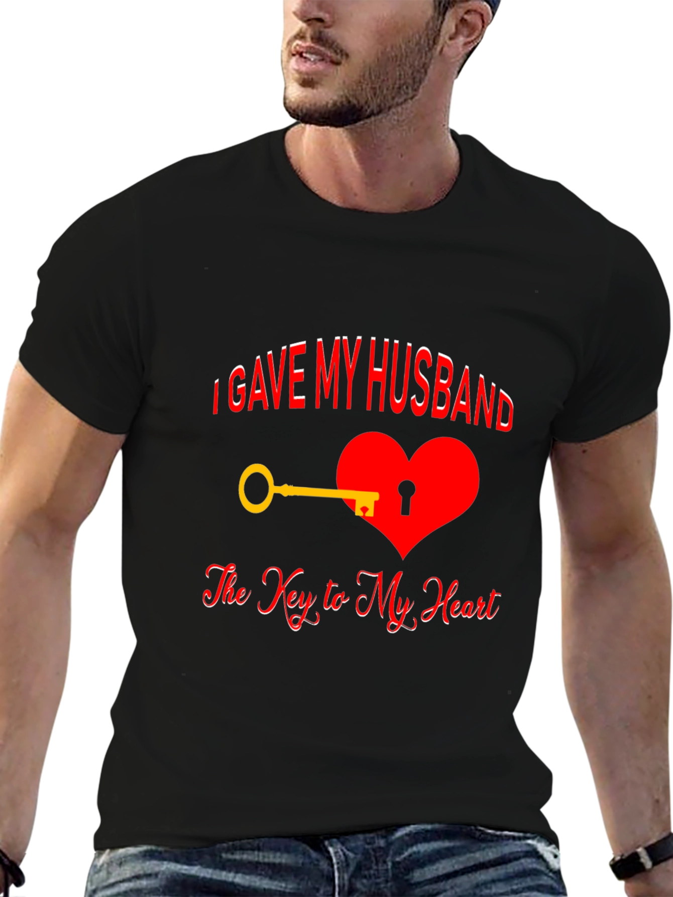 Black Husband's Key to My Heart T-Shirt view 6