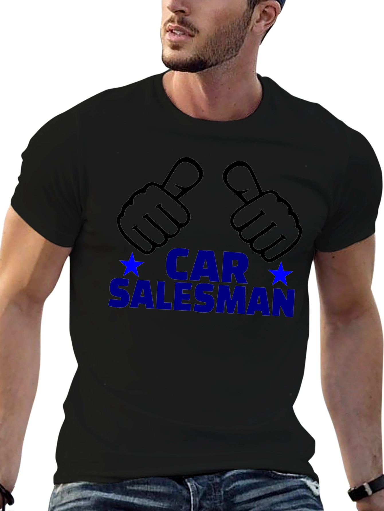 Black Car Salesman T-Shirt - Thumbs Up Design view 6