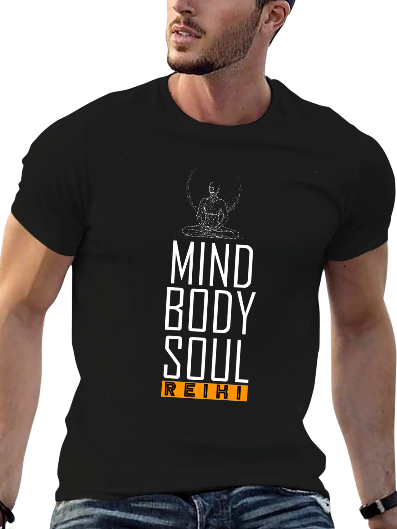 Black Mind Body Soul Reiki T-Shirt | Unisex view 6