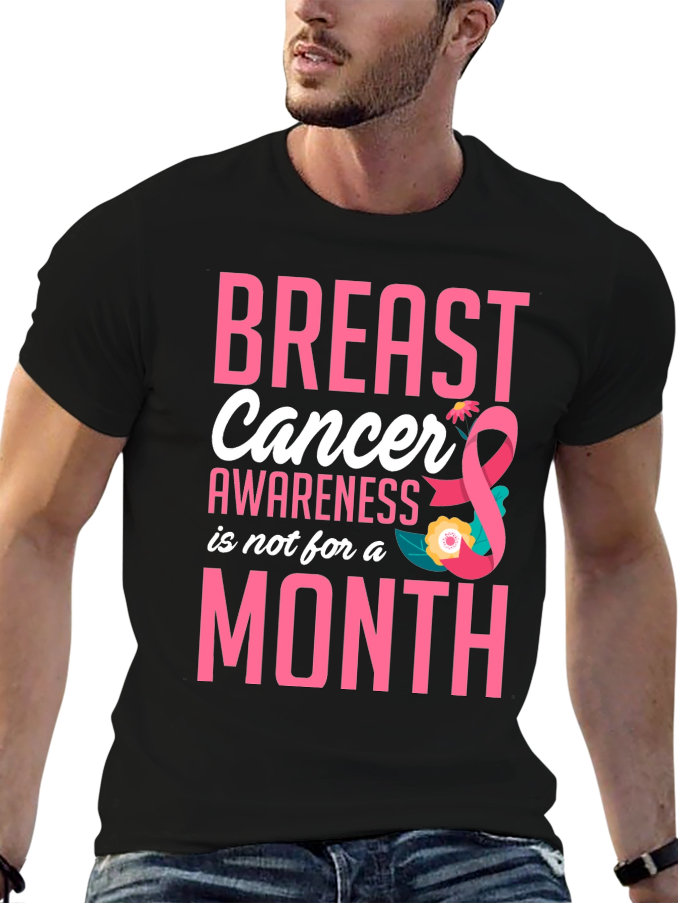 Black Breast Cancer Awareness T-Shirt view 6