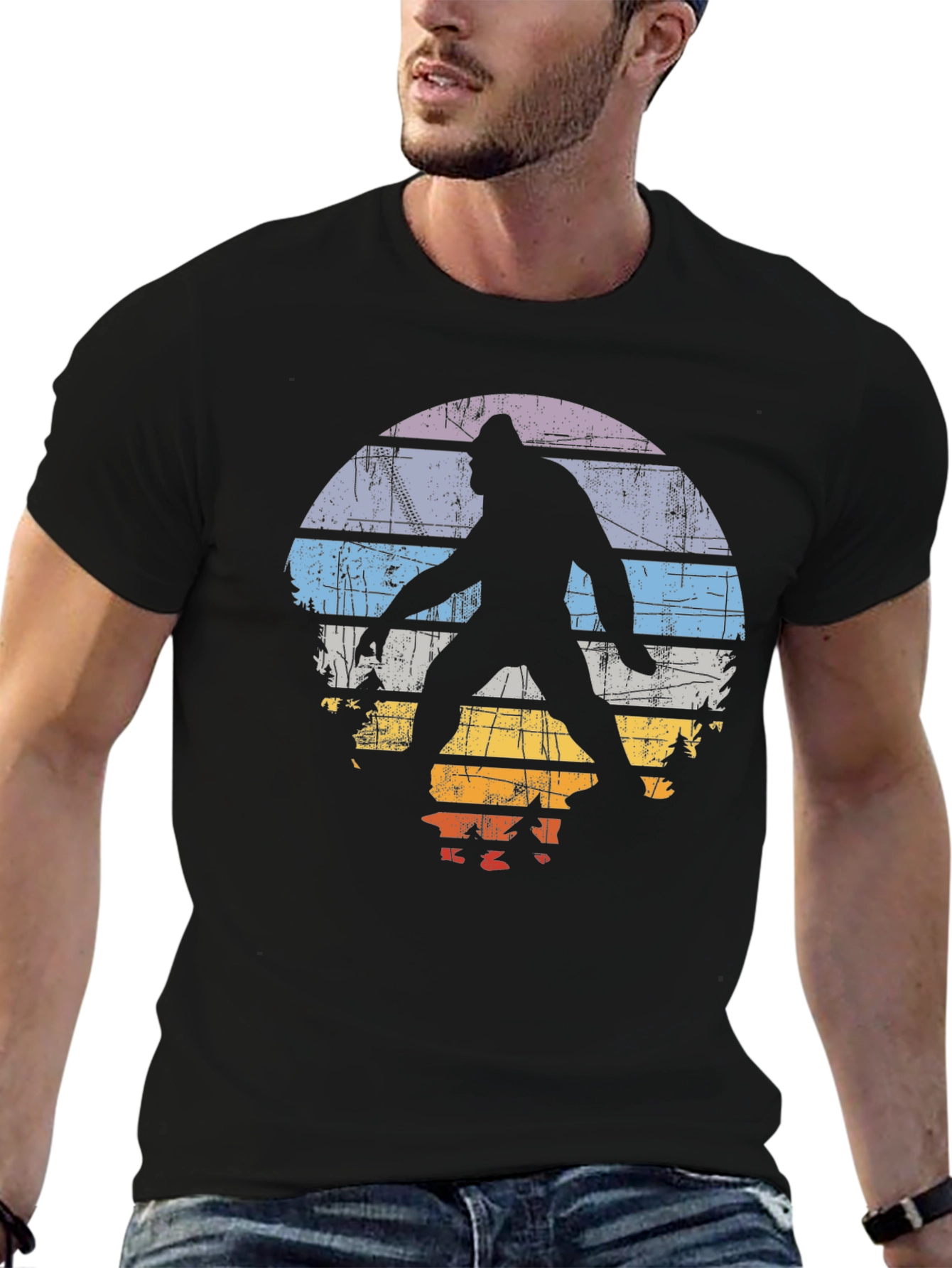 Black Retro Bigfoot T-Shirt view 6