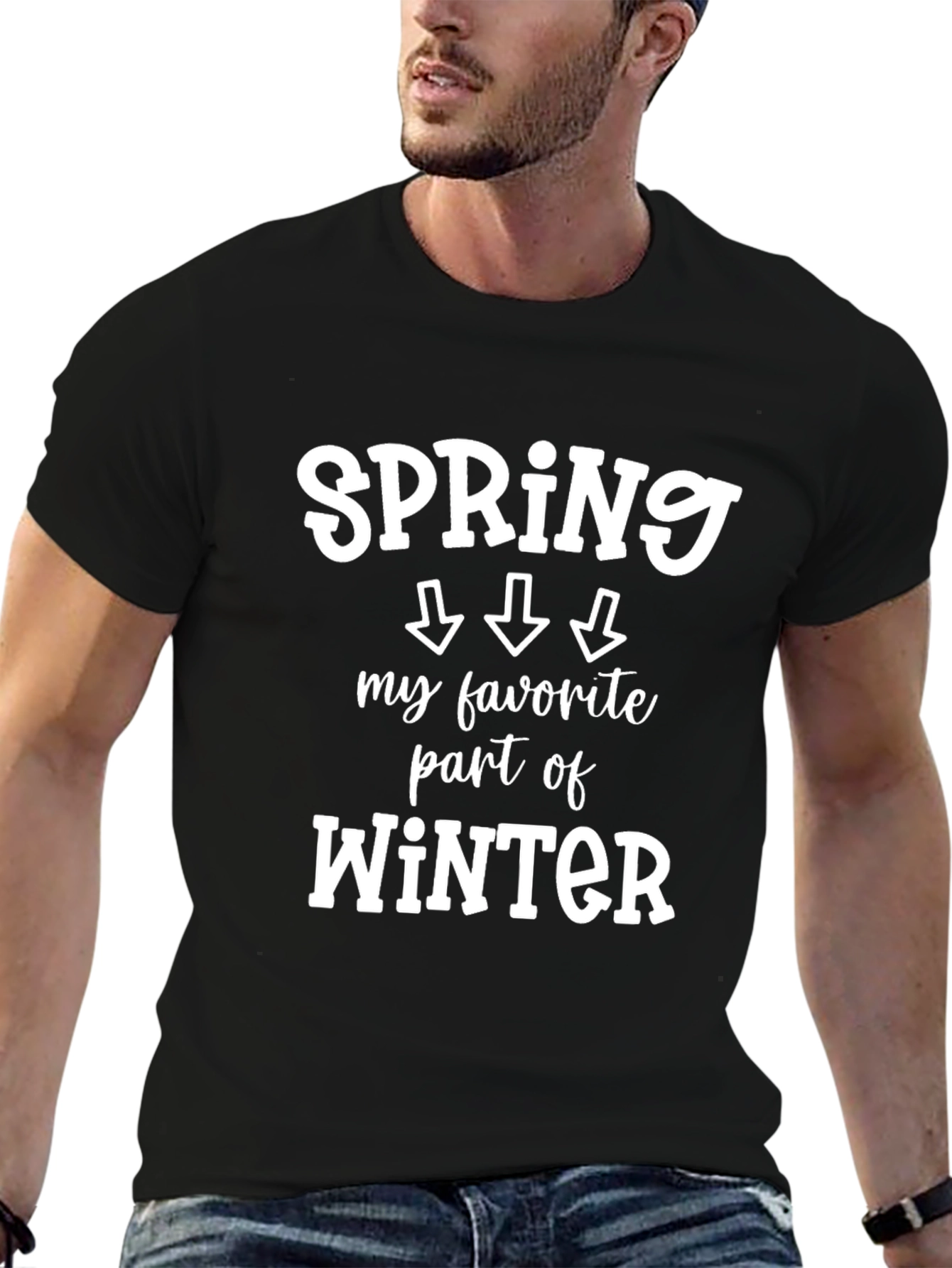 Black Funny Spring Part of Winter Graphic T-Shirt view 6