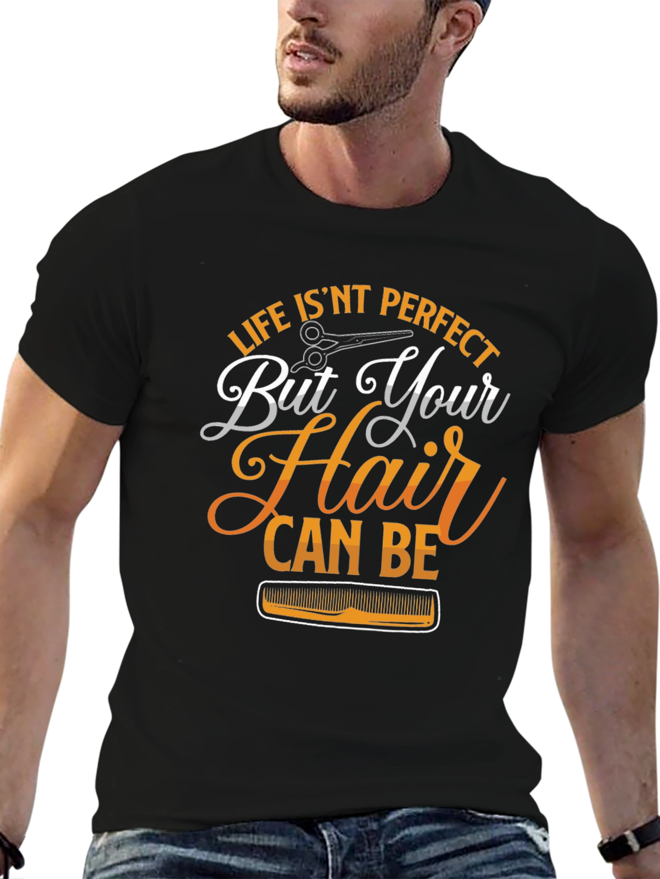 Black Life Isn't Perfect Hair Stylist T-Shirt view 6