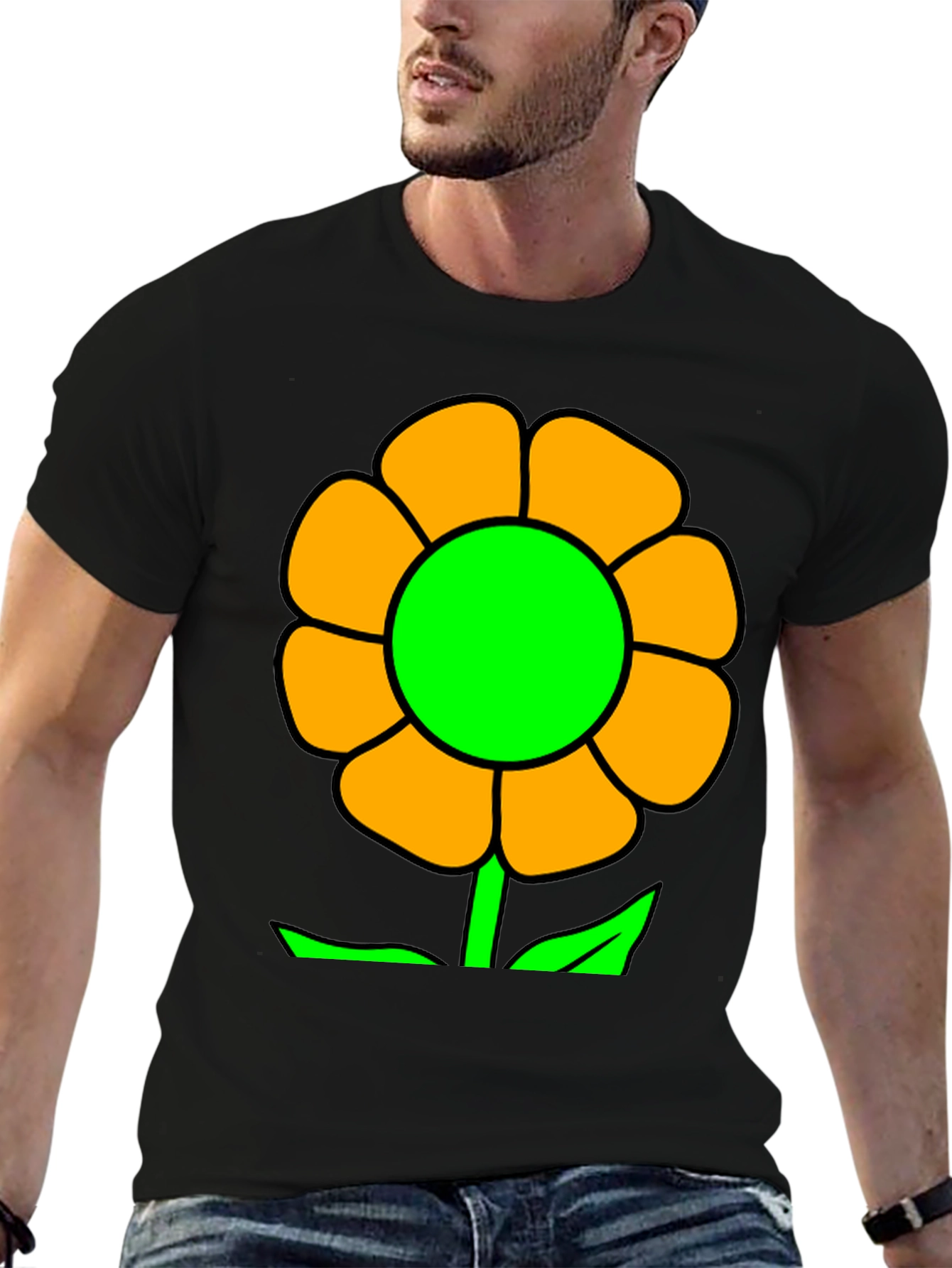 Black Vibrant Flower Graphic T-Shirt - Black view 6