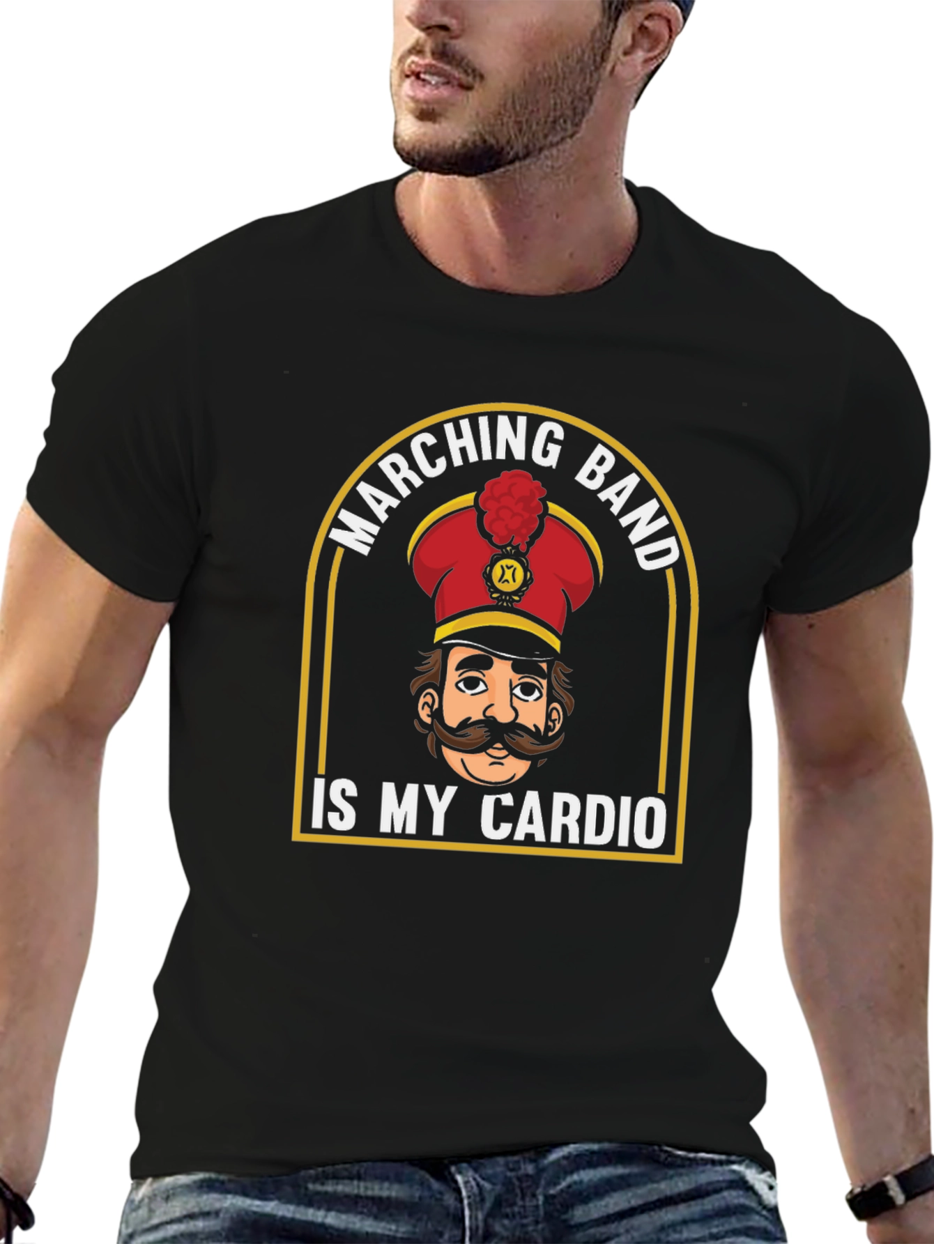 Black Marching Band Is My Cardio Funny T-Shirt view 6