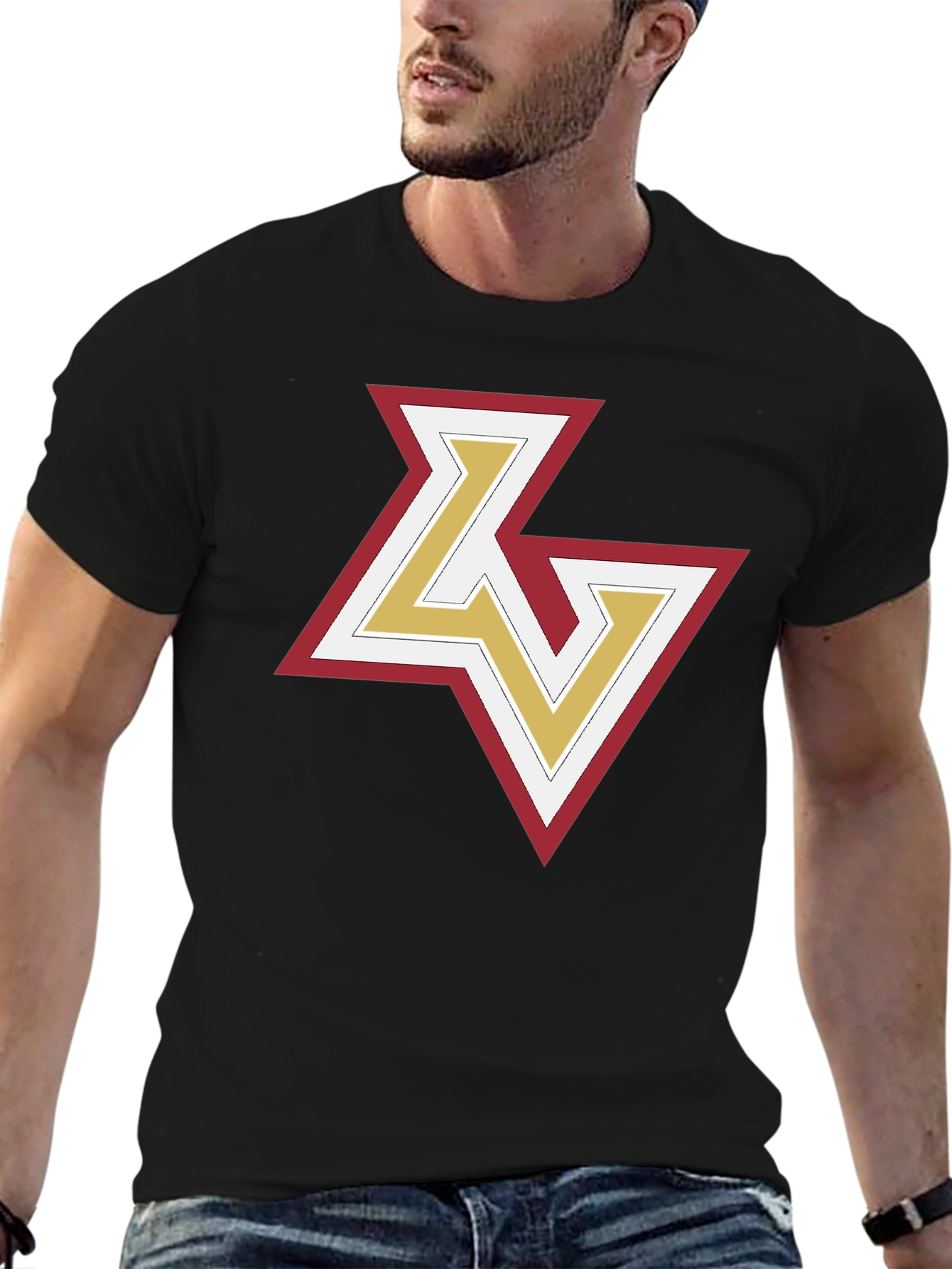 Black Stylish Black T-Shirt with Geometric Logo view 6