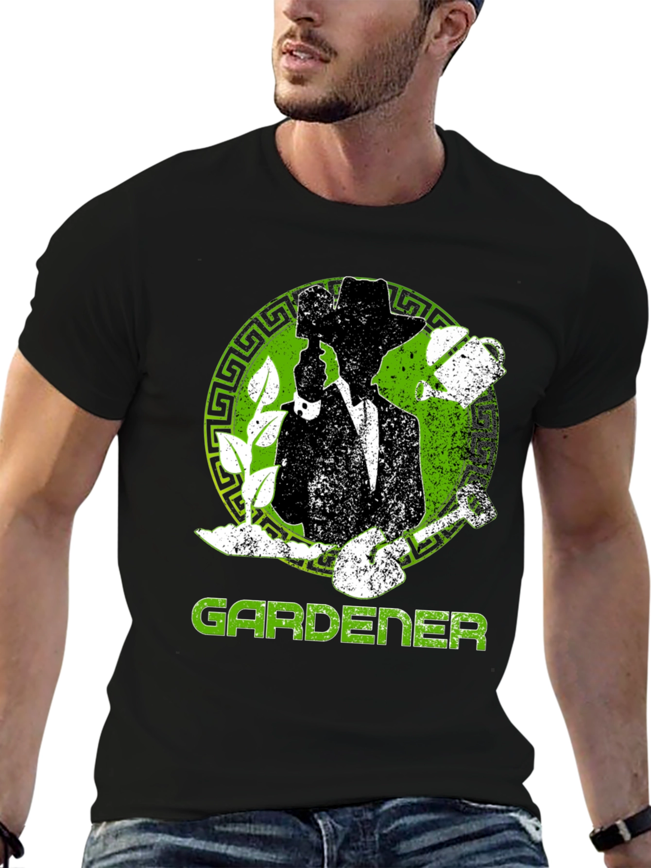 Black Gardener T-Shirt: Silhouette Design view 6