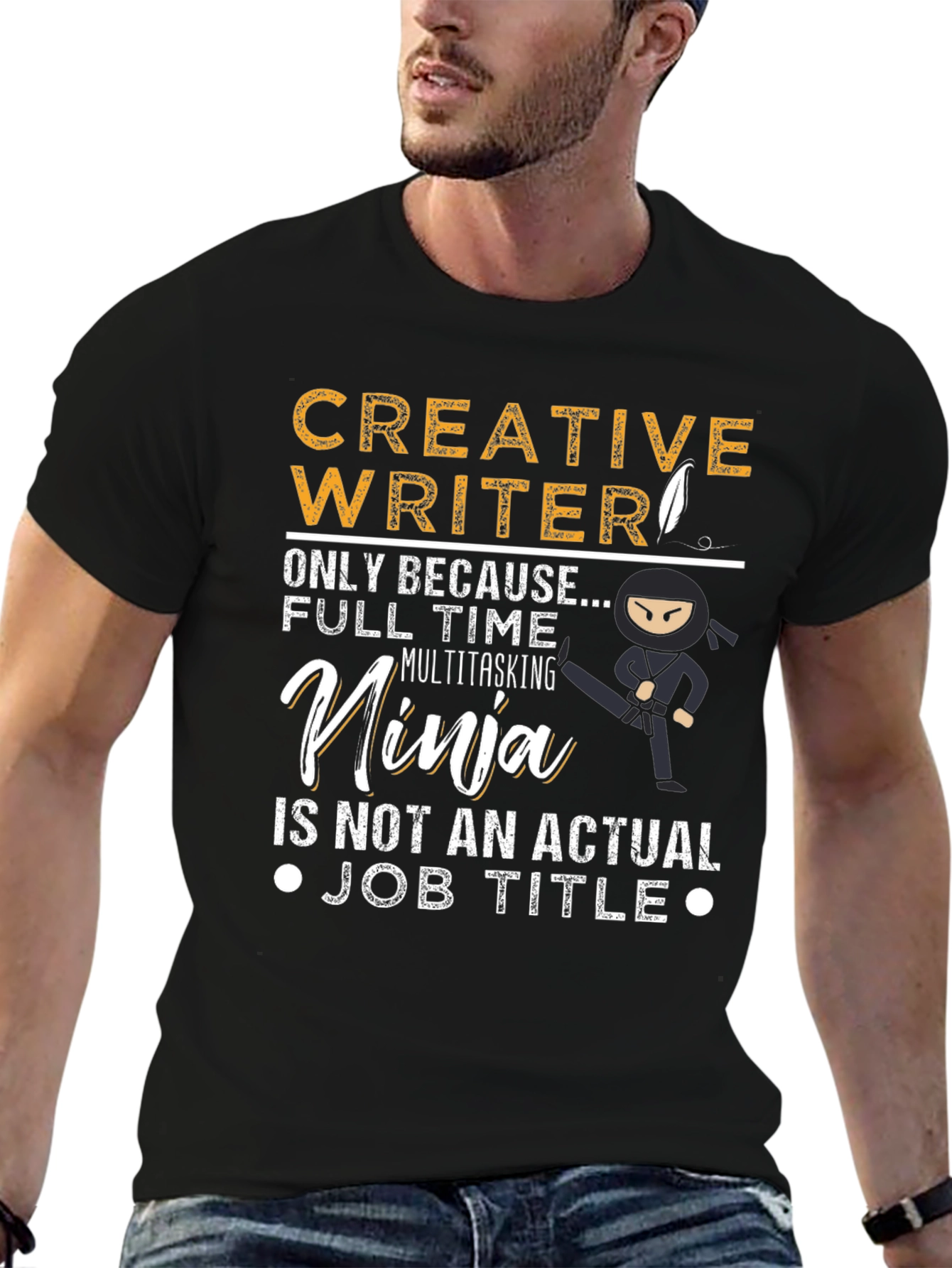 Black Creative Writer Ninja Graphic Tee view 6
