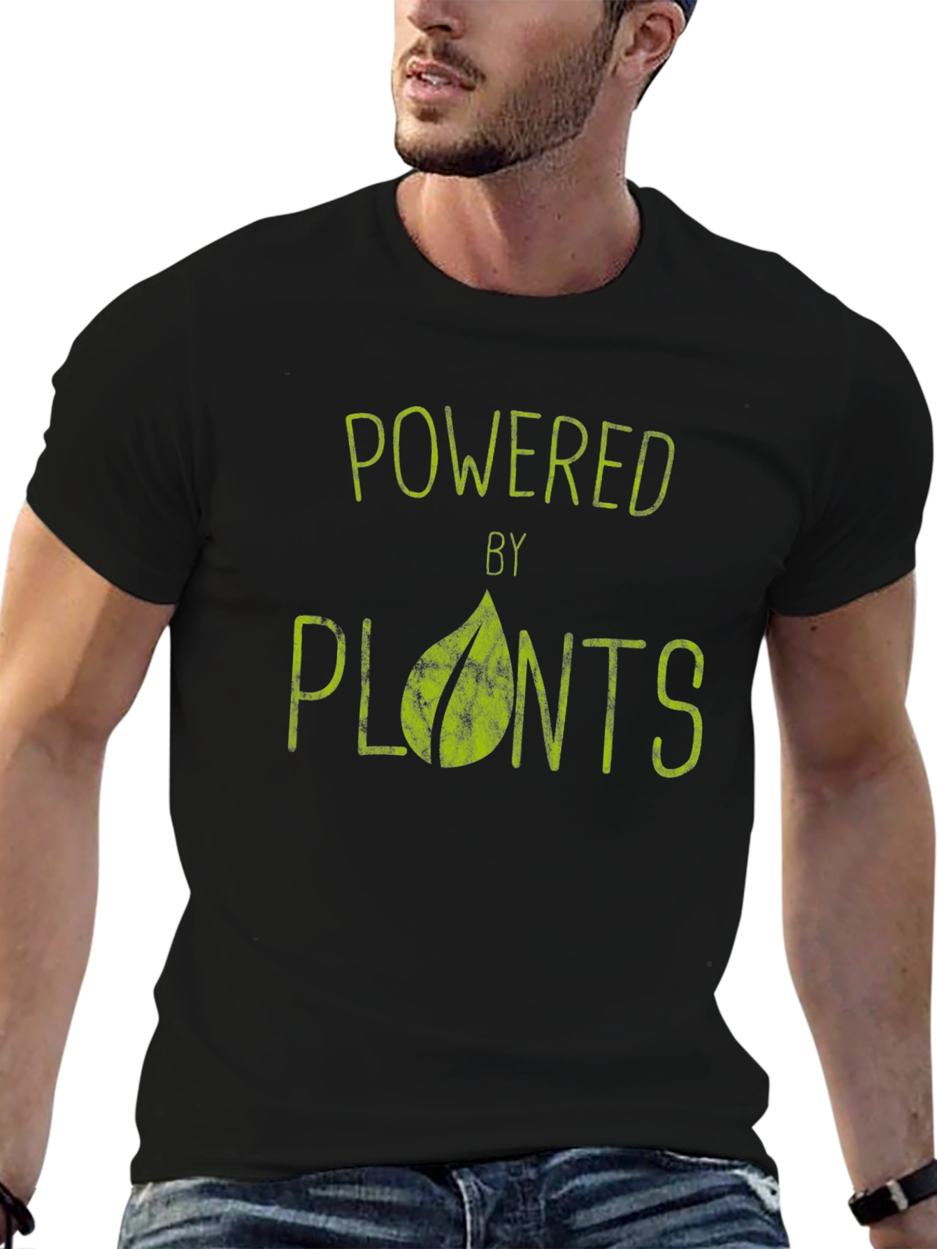 Black Powered by Plants Vegan T-Shirt view 6