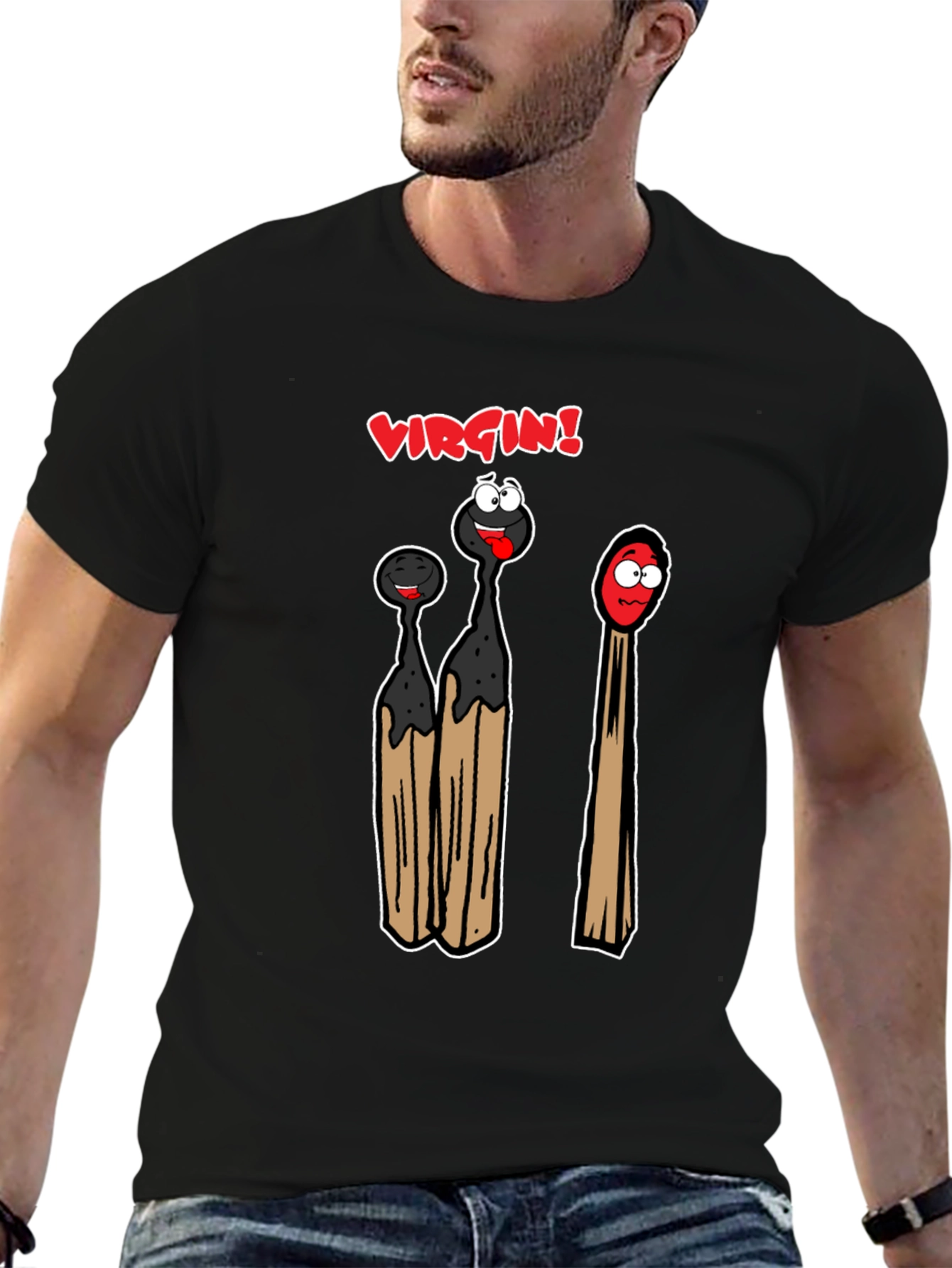 Black Virgin Match T-Shirt - Funny Adult Humor Tee view 6