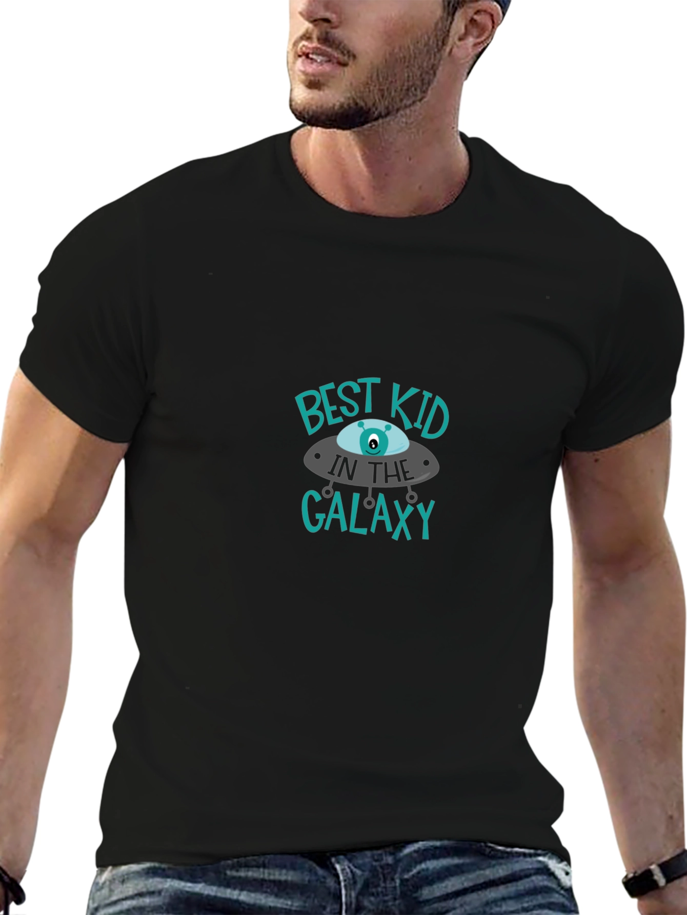 Black Best Kid in the Galaxy T-Shirt - Black view 6
