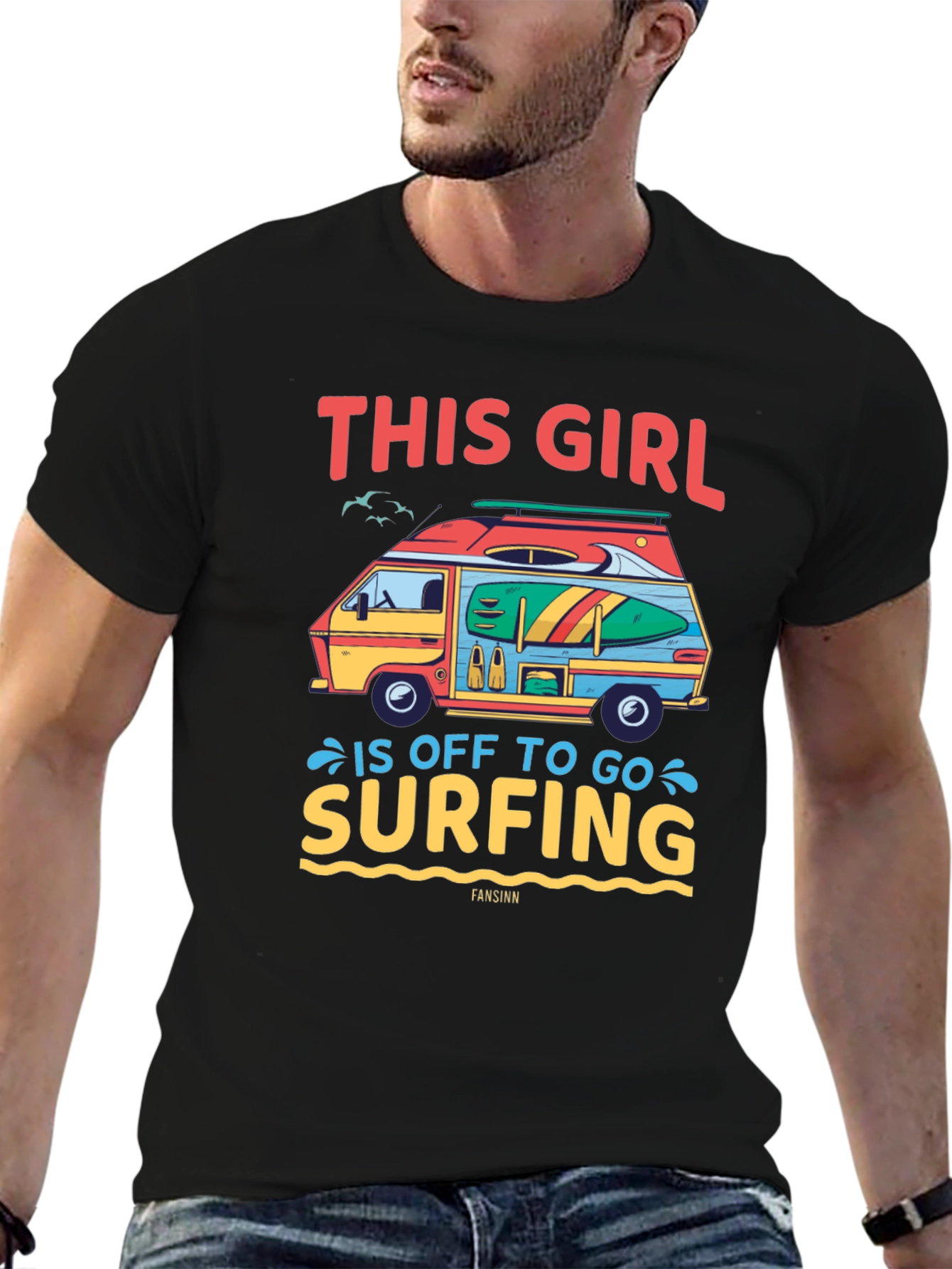Black This Girl is Off to Go Surfing T-Shirt view 6