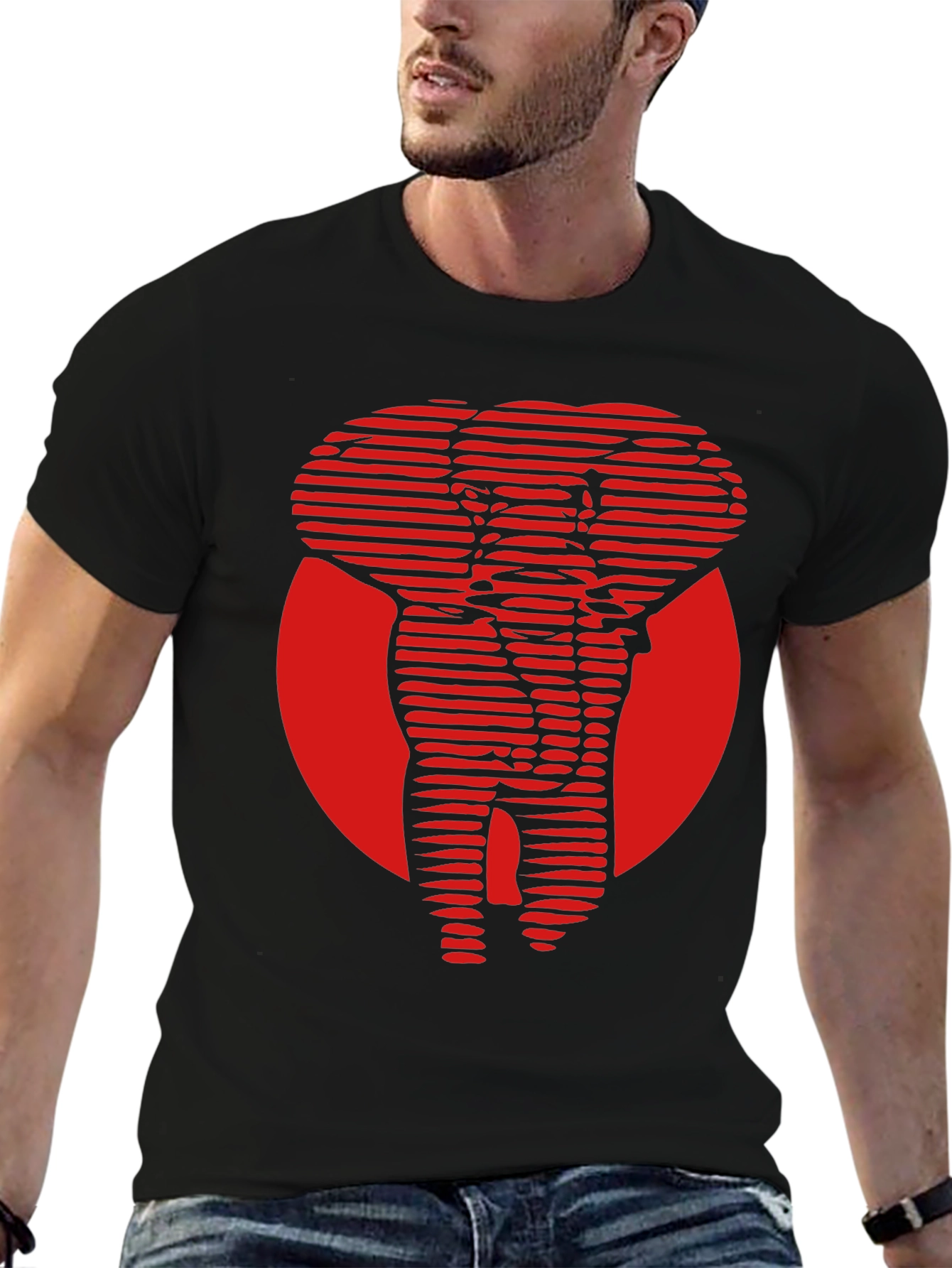 Black Red Elephant Graphic Tee - Cool Stylish Design view 6