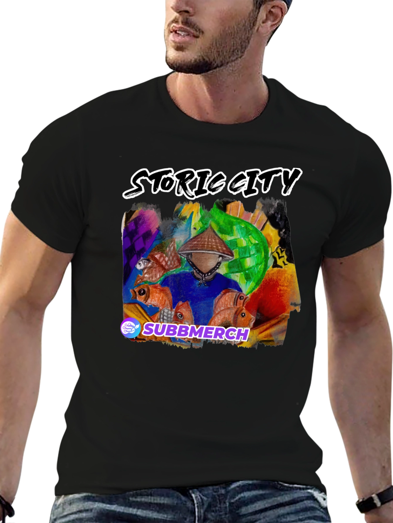 Black Storig City Graphic Tee - Unique Design view 6
