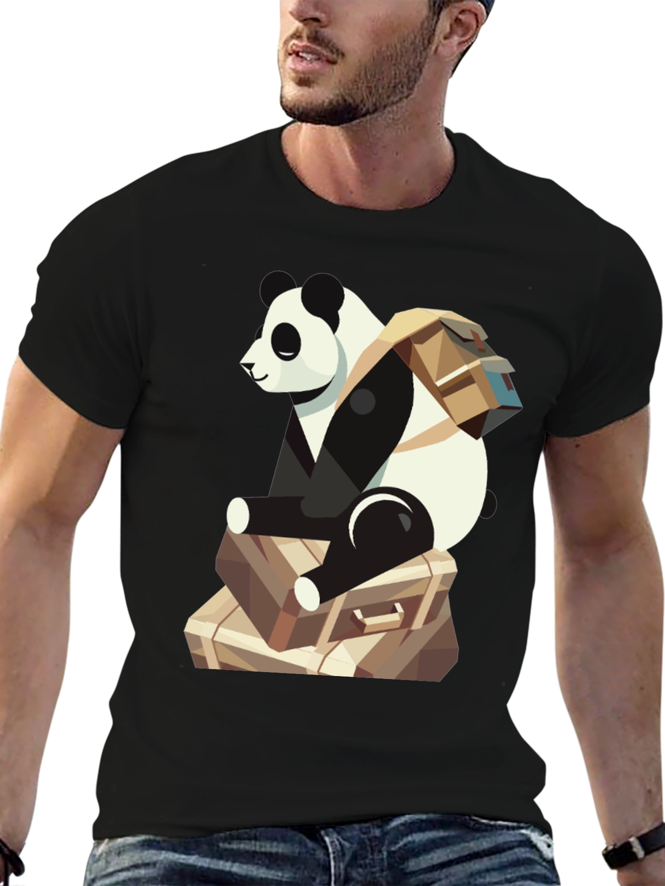 Panda Traveler T-Shirt - Bear with Luggage Graphic Tee - 6
