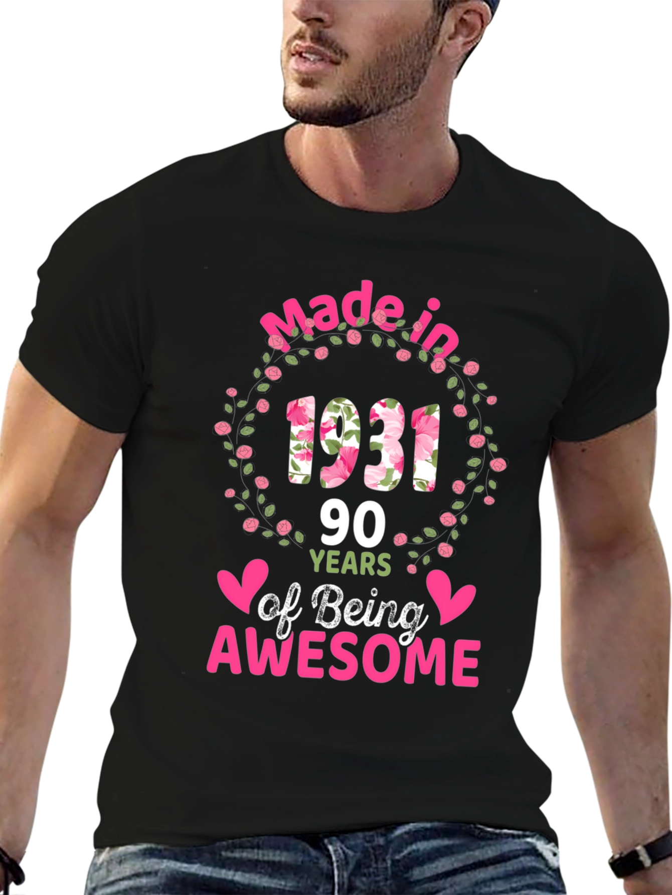 Black Made in 1931 90 Years of Being Awesome T-Shirt view 6