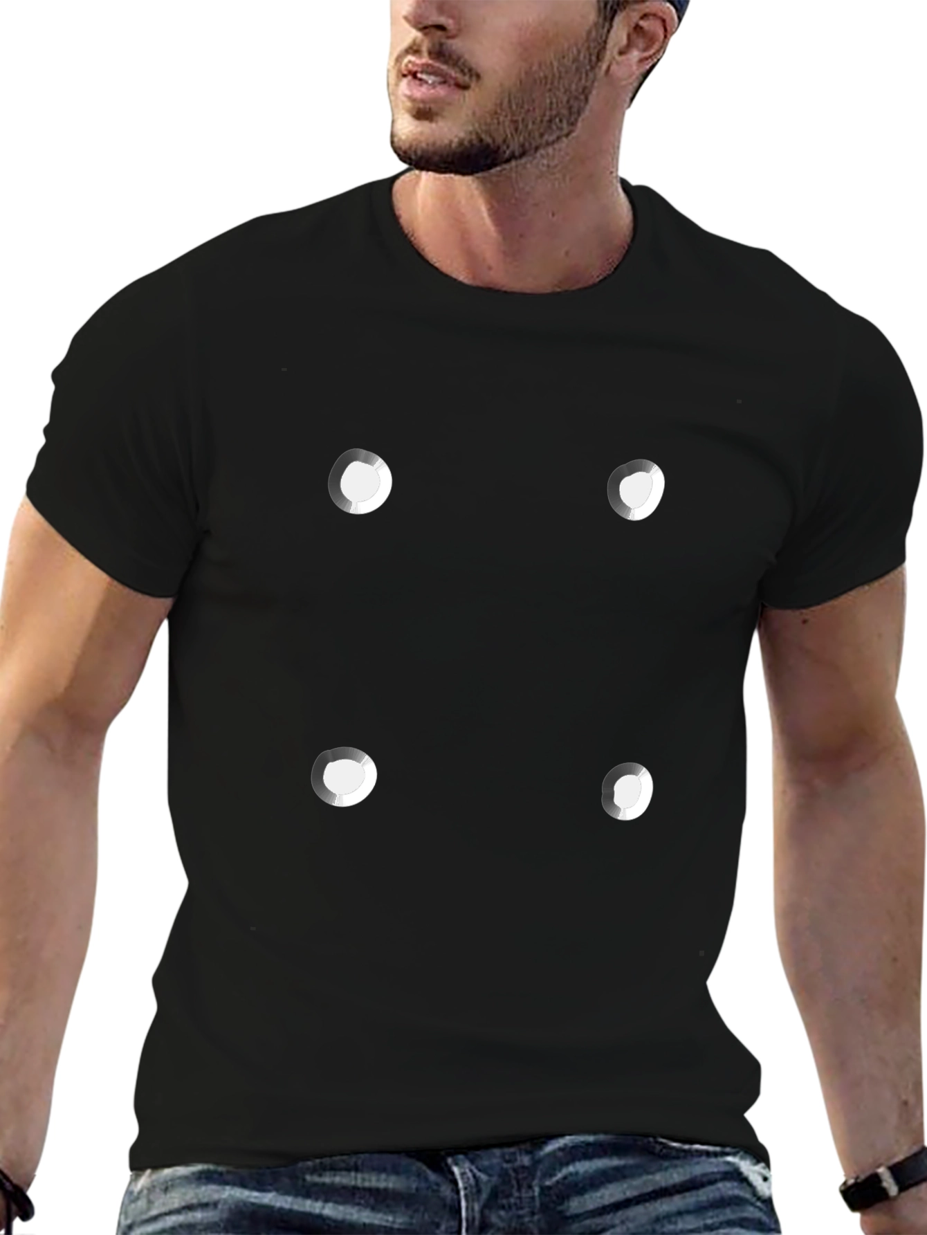 Black Novelty Four-Button Black T-Shirt view 6