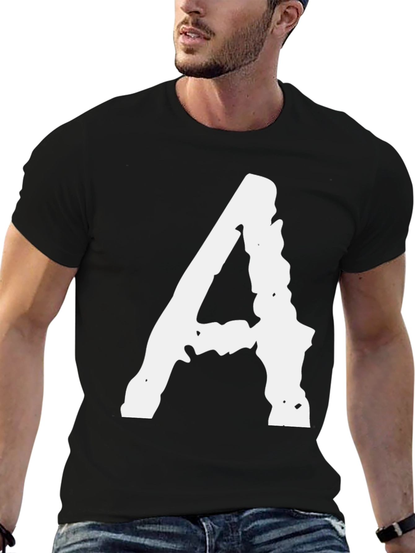 Black Bold Letter A Graphic Tee - Casual Comfort view 6