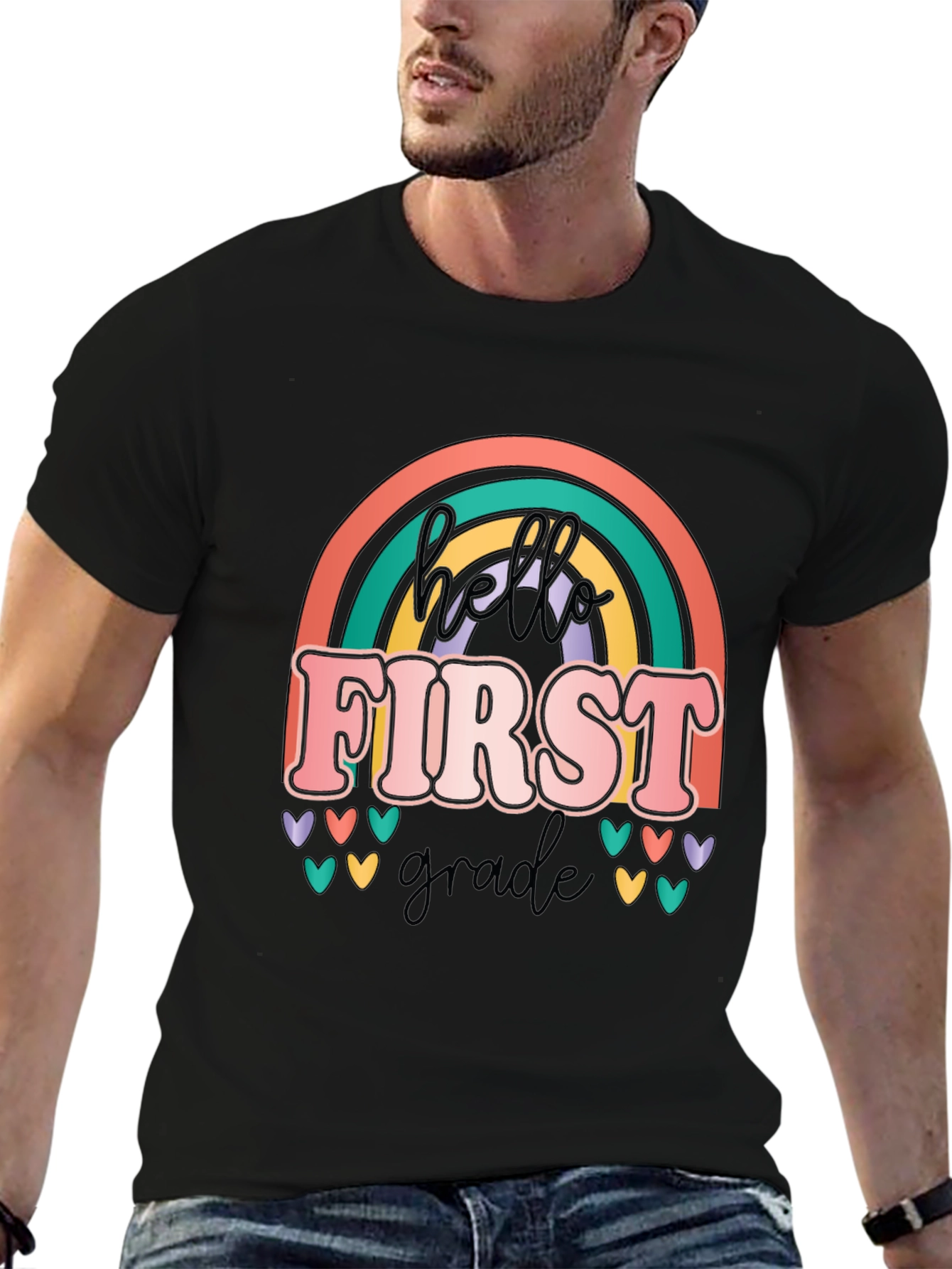 Black Hello First Grade T-Shirt view 6