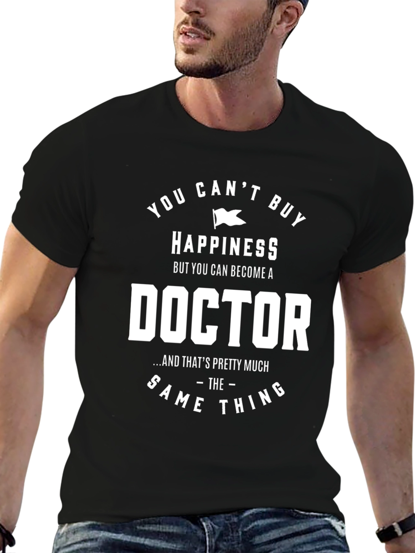Black Funny Doctor T-Shirt - Happiness Gift view 6