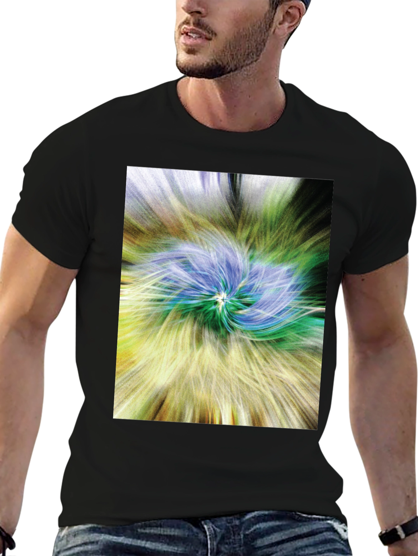 Black Abstract Swirl Graphic Tee - Black view 6