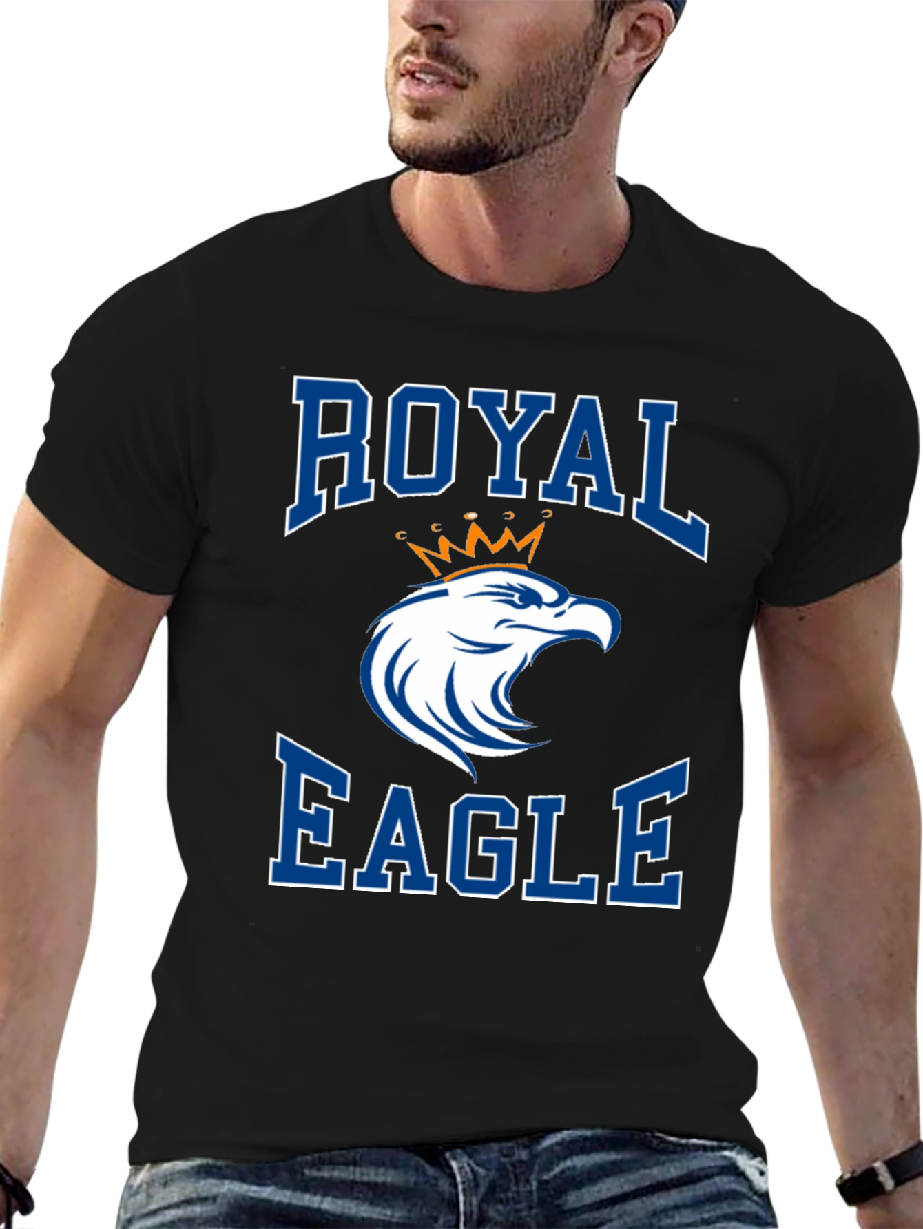 Royal Eagle Graphic Tee - Black Cotton Blend - 6