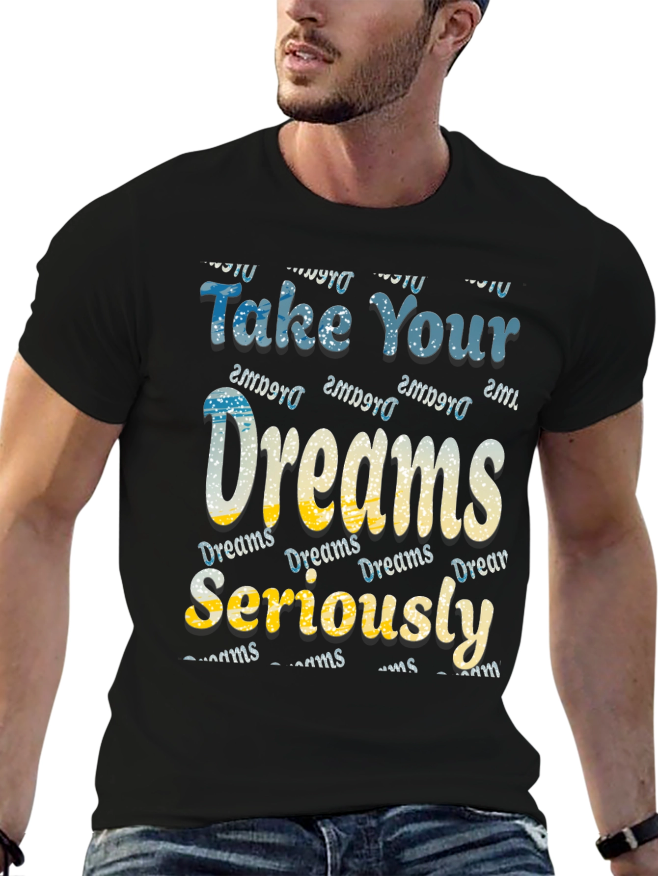 Black Dreams Motivational Graphic Tee view 6