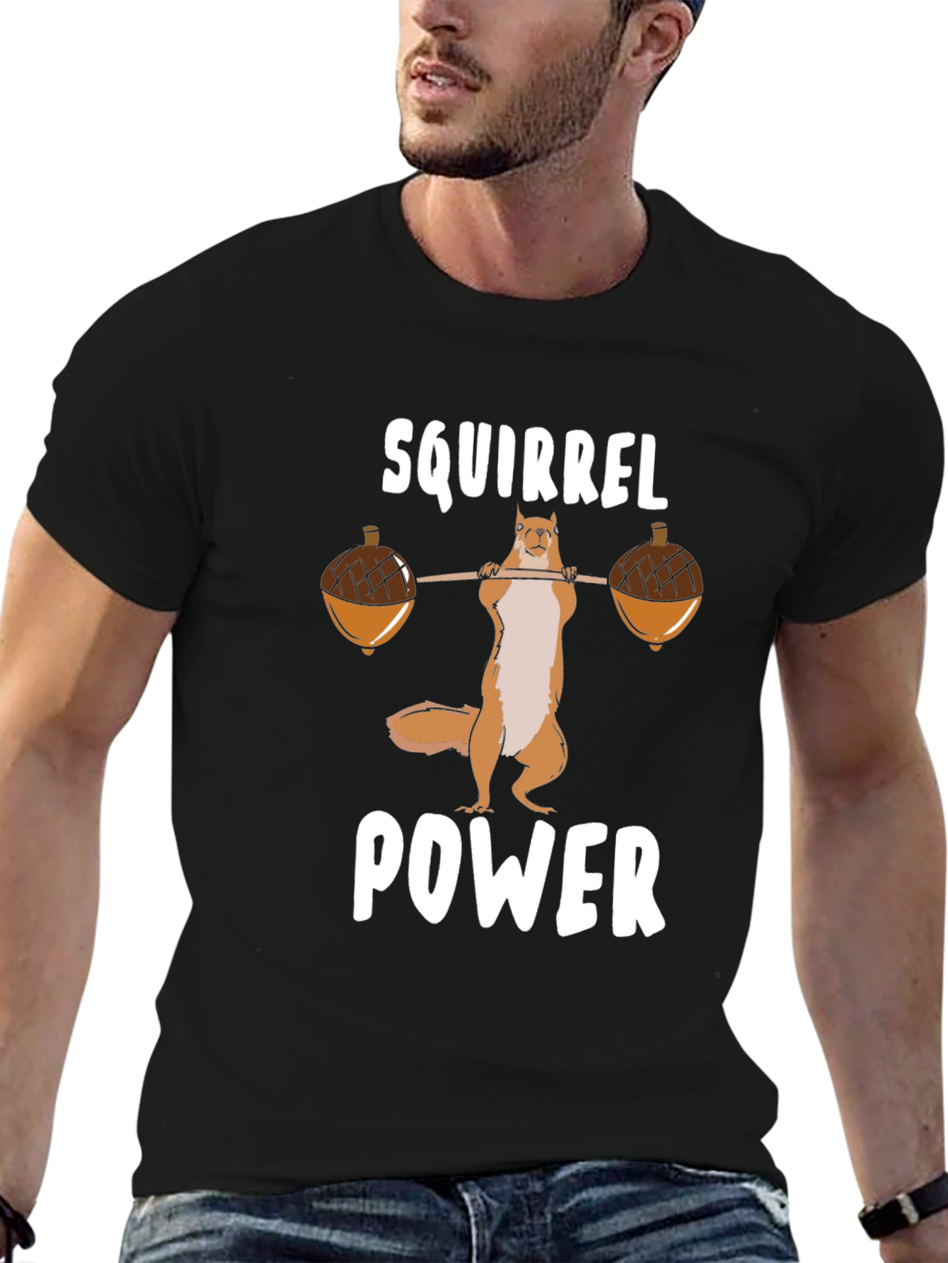 Black Squirrel Power T-Shirt - Funny Gym Workout Tee view 6