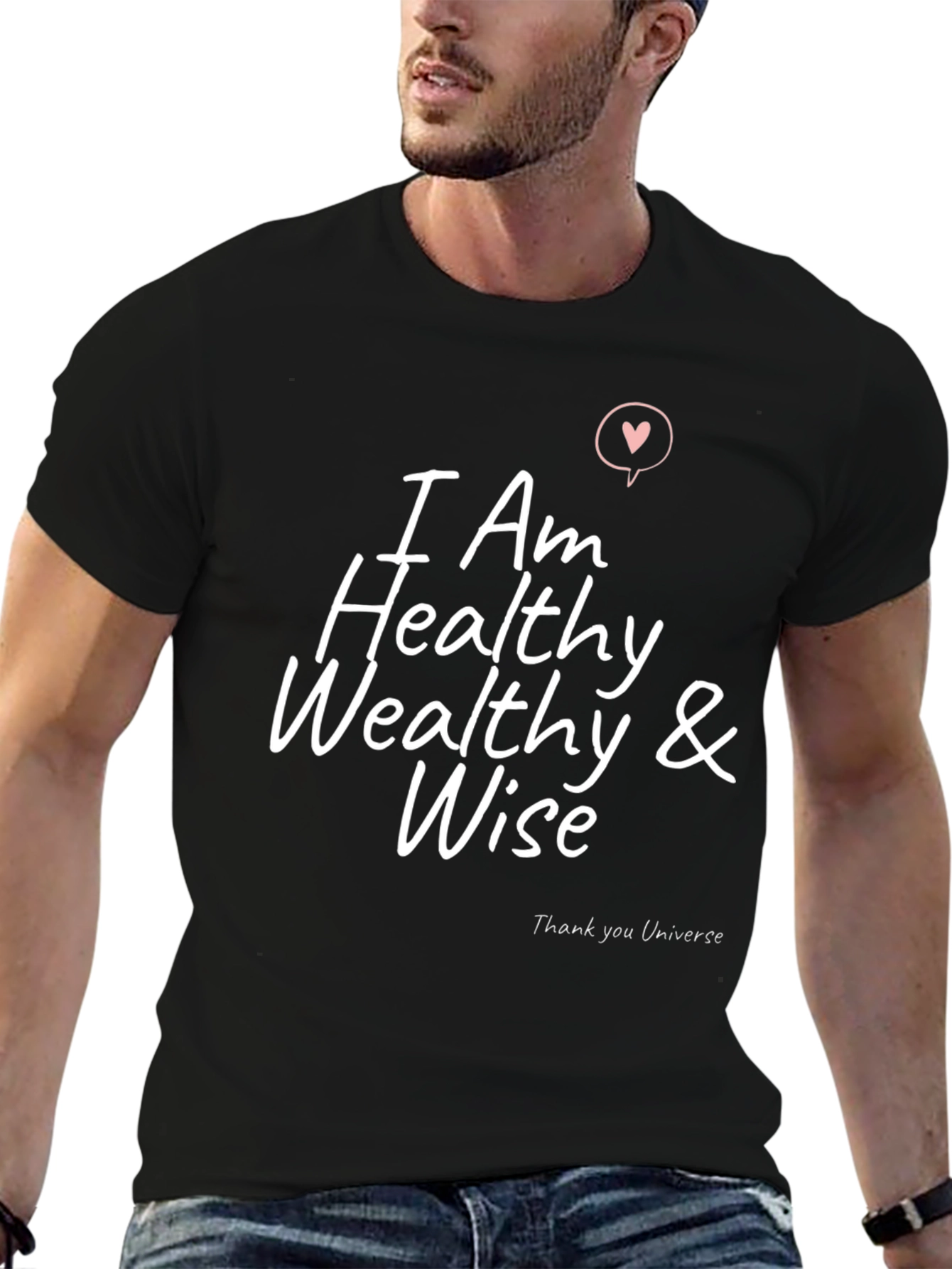 Black I Am Healthy Wealthy & Wise Graphic T-Shirt view 6