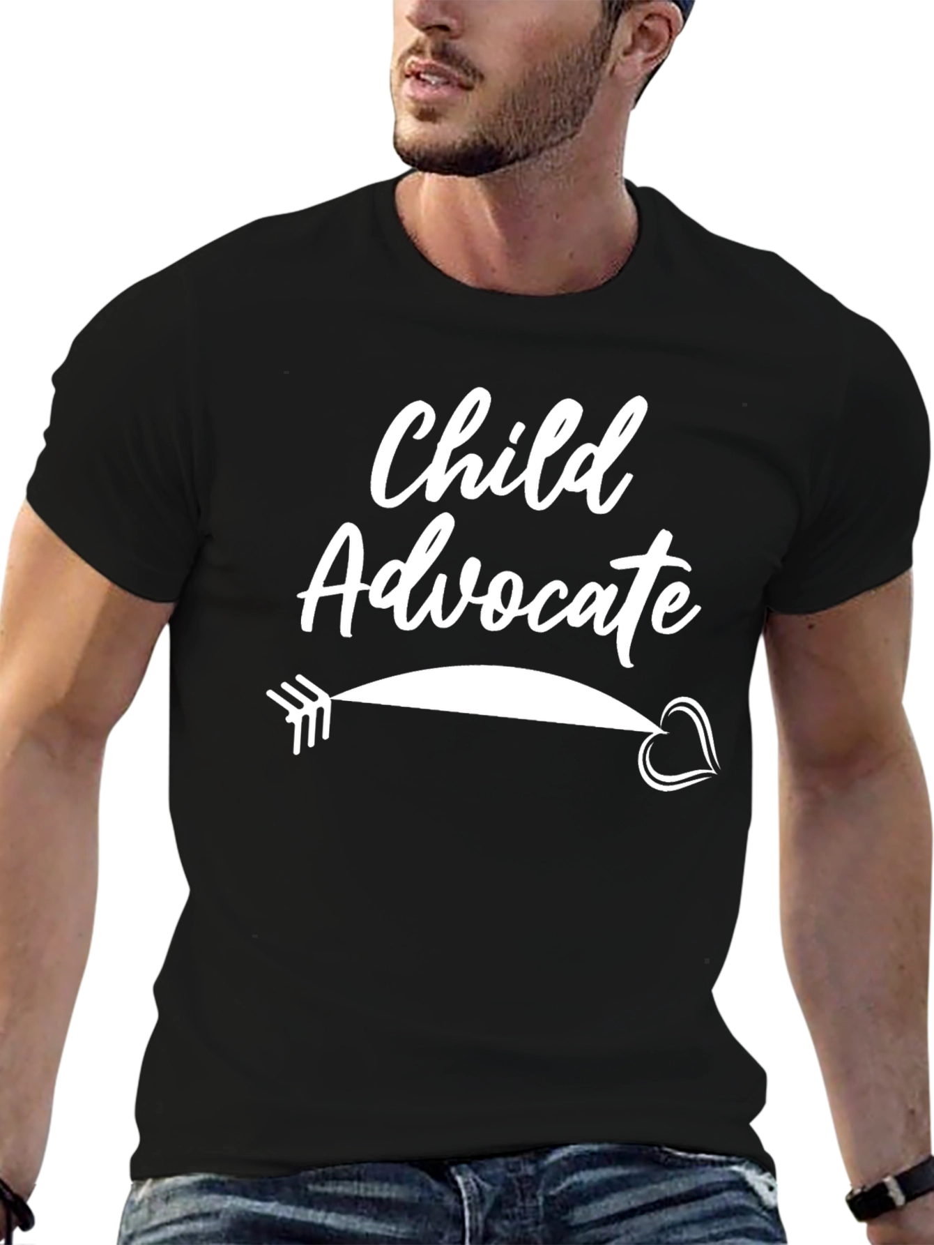 Black Child Advocate Arrow Heart Tee - Unisex Black Shirt view 6