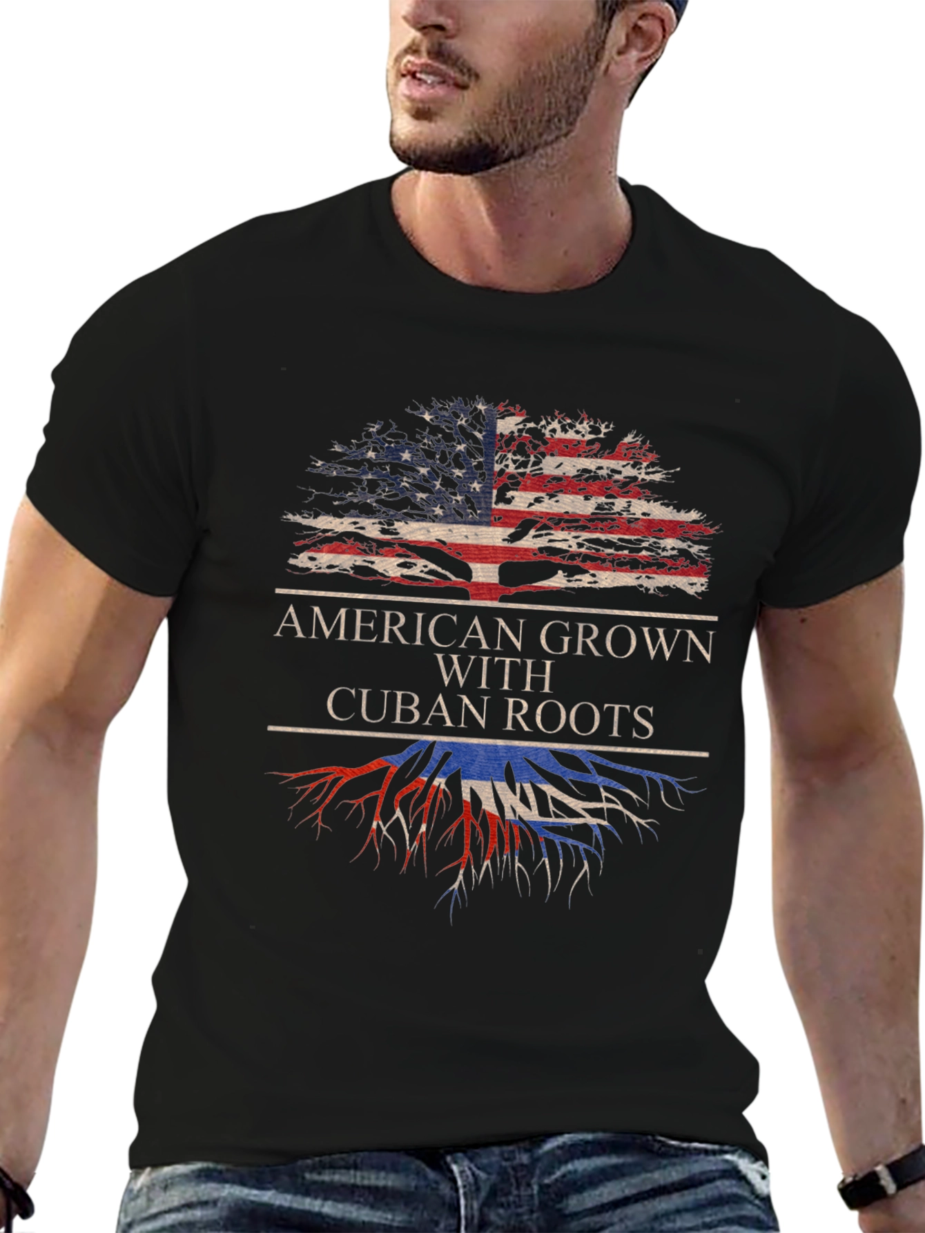 Black American Grown with Cuban Roots T-Shirt view 6