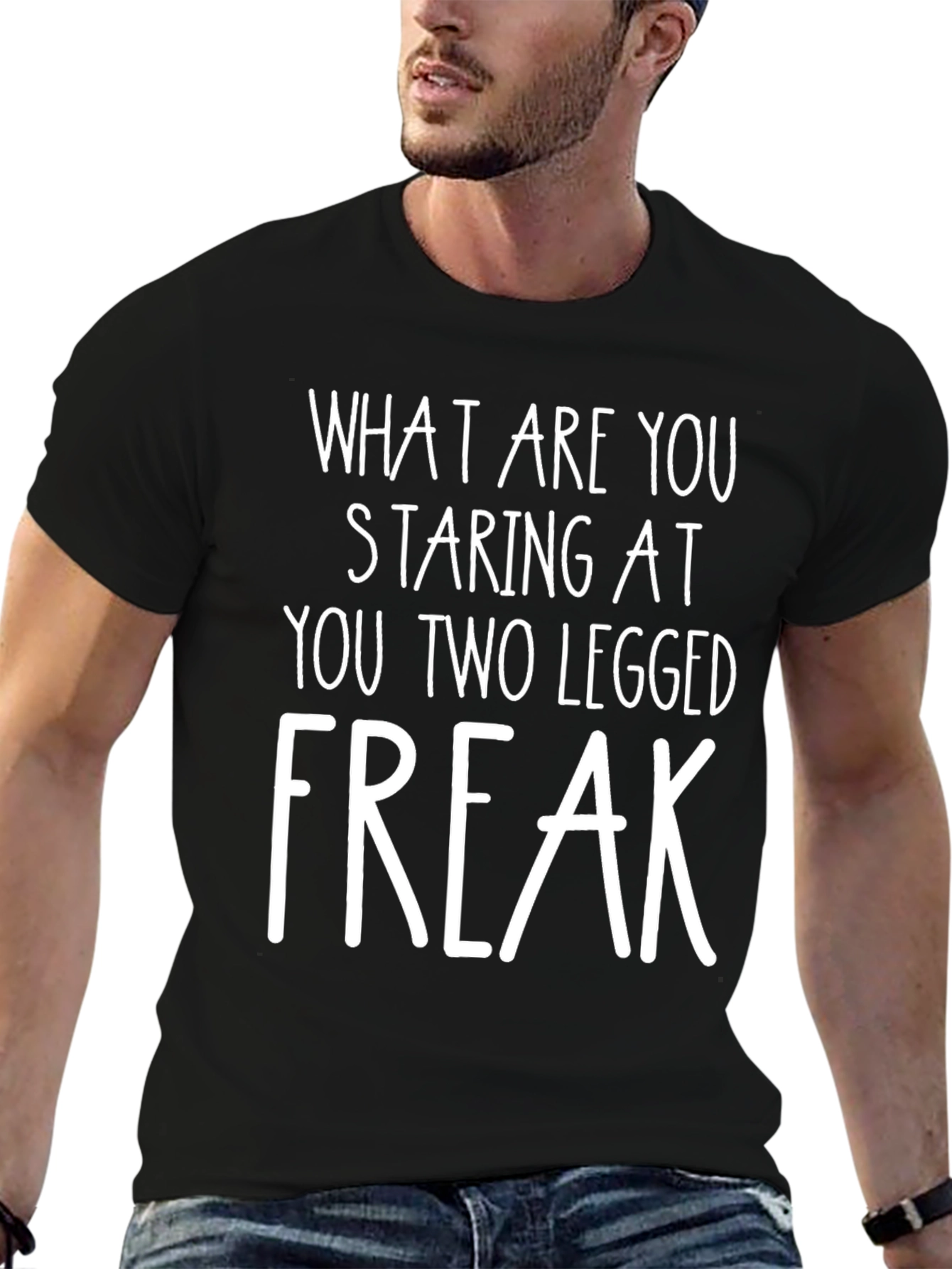 Black Funny Two Legged Freak Graphic Tee - Black view 6