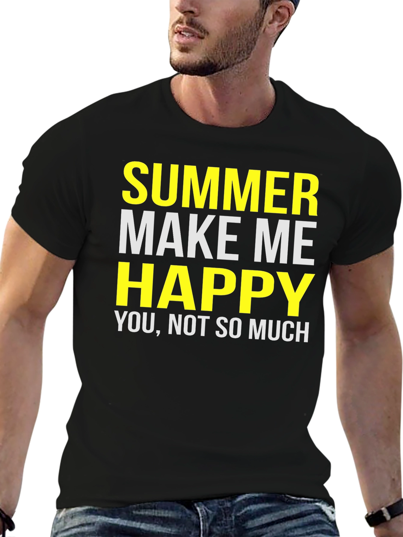 Black Funny Summer T-Shirt - Make Me Happy Graphic Tee view 6