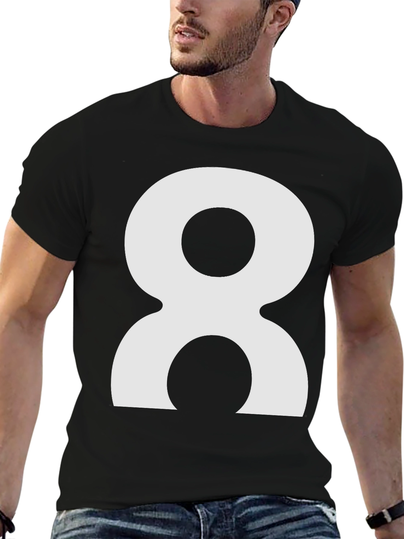 Black Abstract Number 8 Graphic Tee - Black view 6