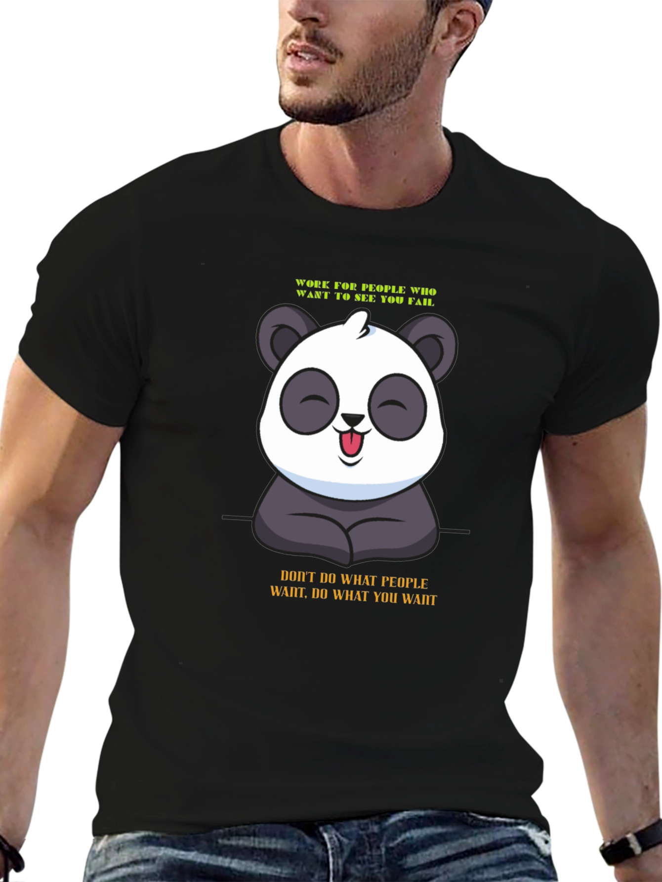 Black Panda Graphic Tee - Motivational Slogan T-Shirt view 6
