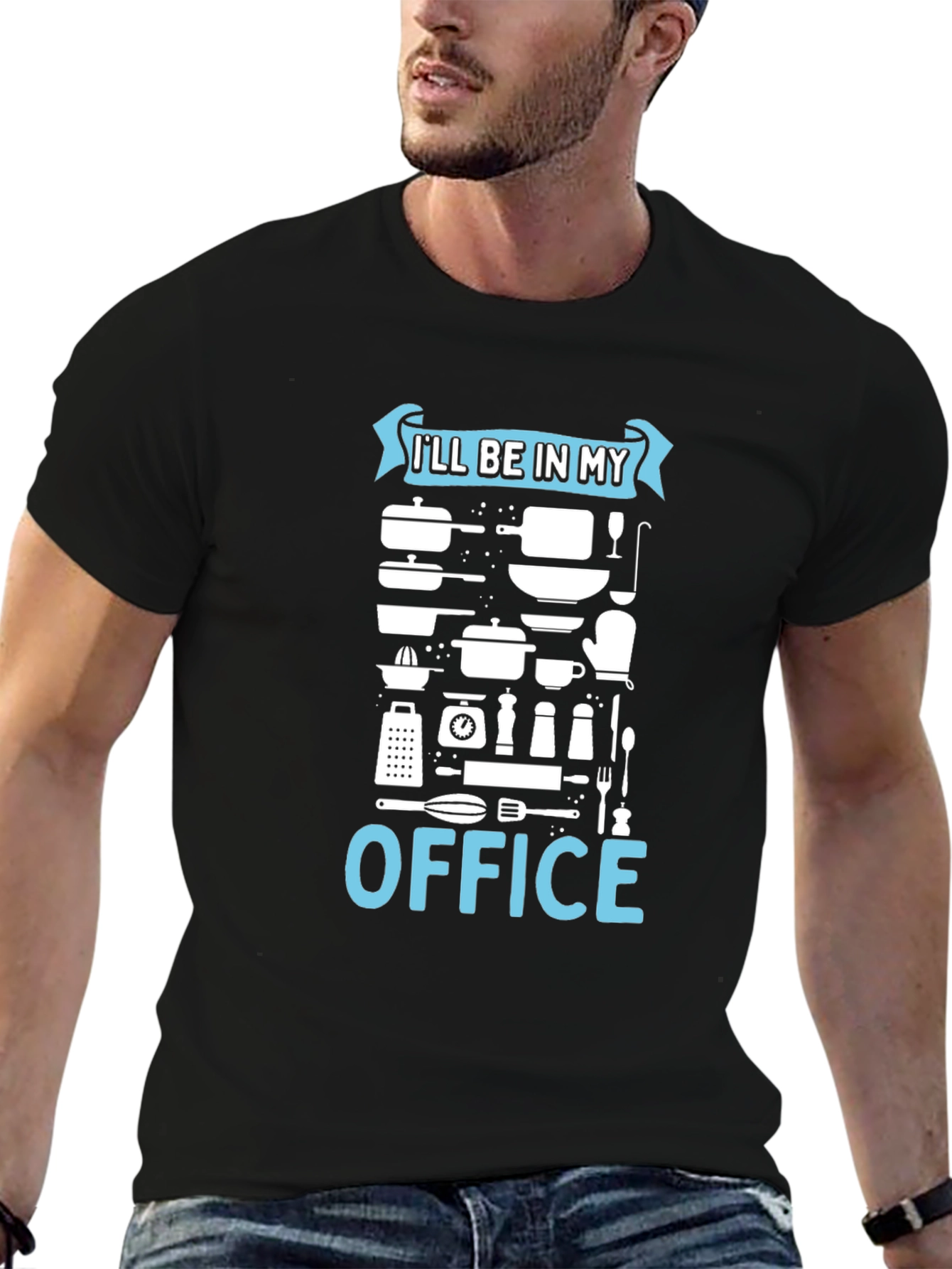 Black Chef's Office T-Shirt - Culinary Humor view 6